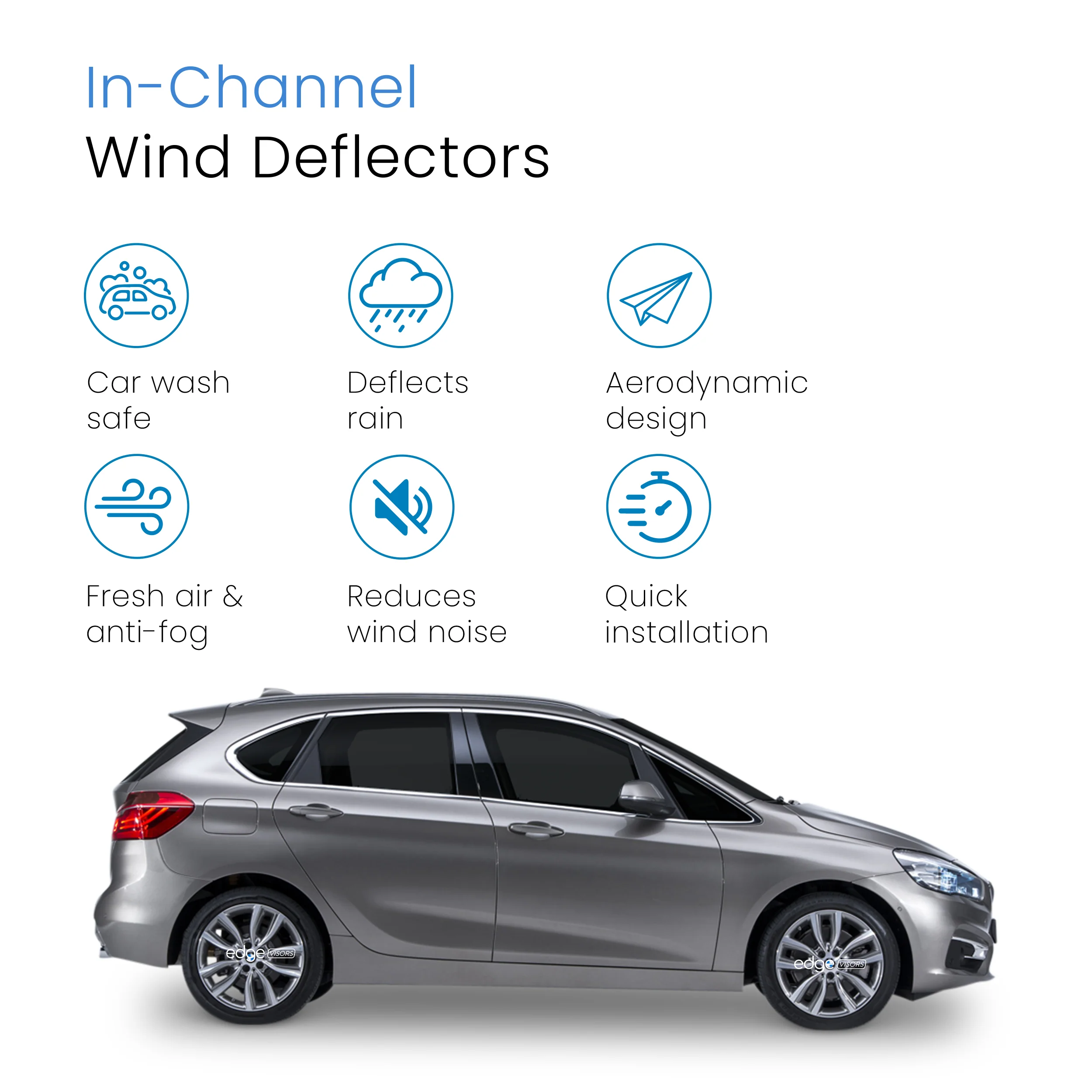 BMW 2 Series F45 2014-2021 5 Door Active Tourer Wind Deflectors 4pc - Image 3