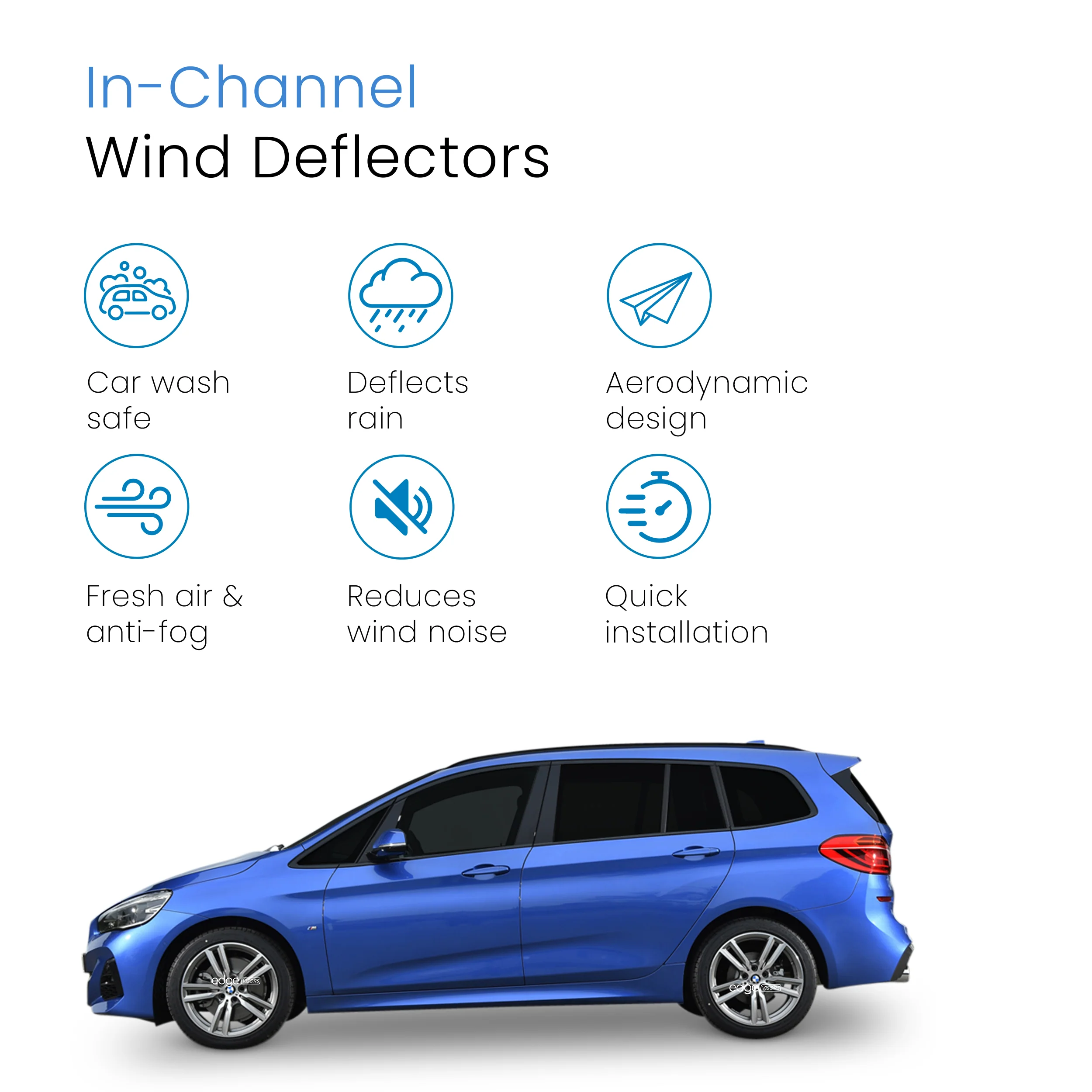 BMW 2 Series F46 2014-2021 5 Door Gran Tourer Wind Deflectors 4pc - Image 3