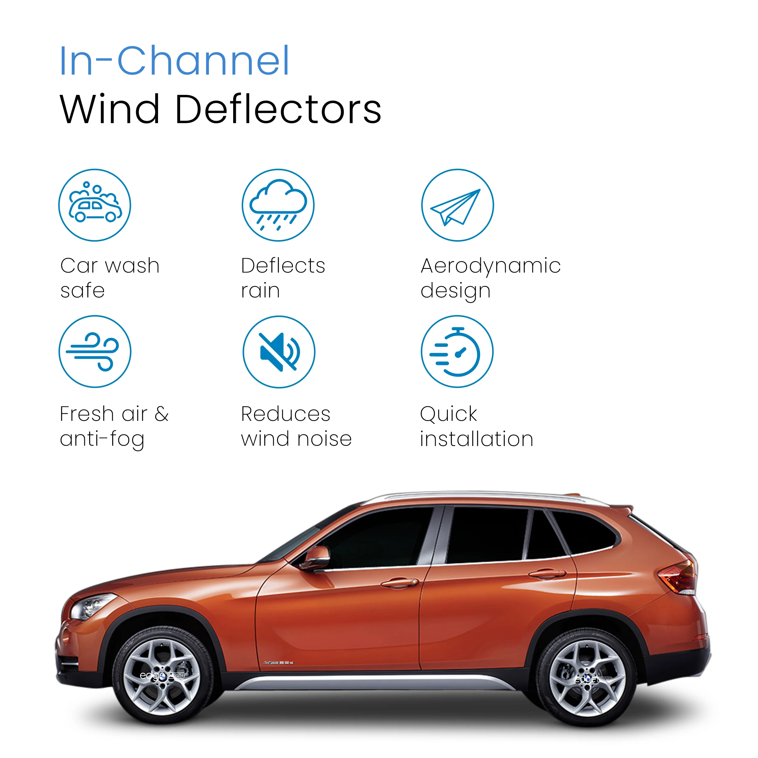 BMW X1 F48 2015-2022 5 Door SUV Wind Deflectors 4pc - Image 3