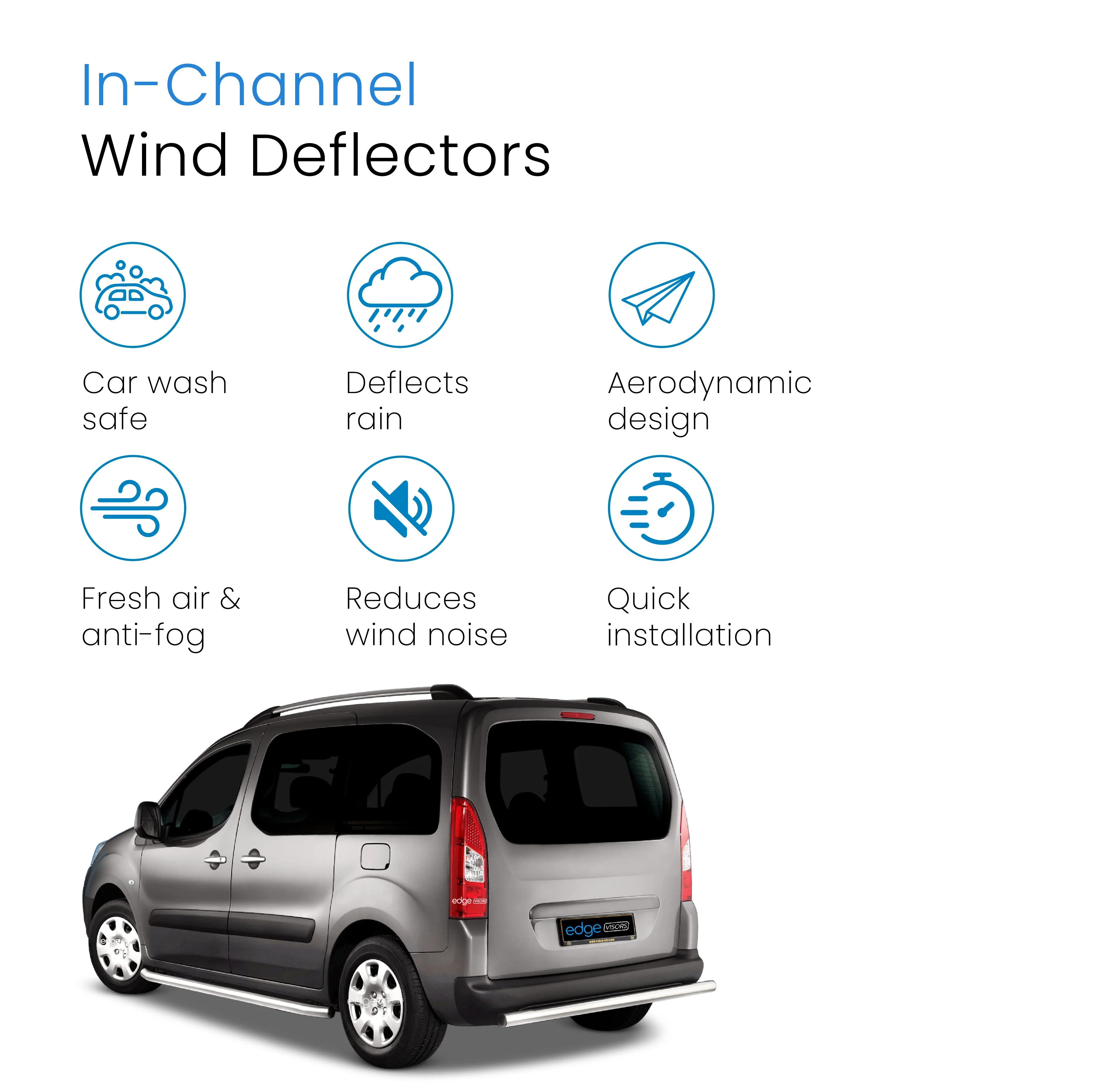 Citroen Berlingo MK2 2008-2018 Van Wind Deflectors 2pc - Image 3