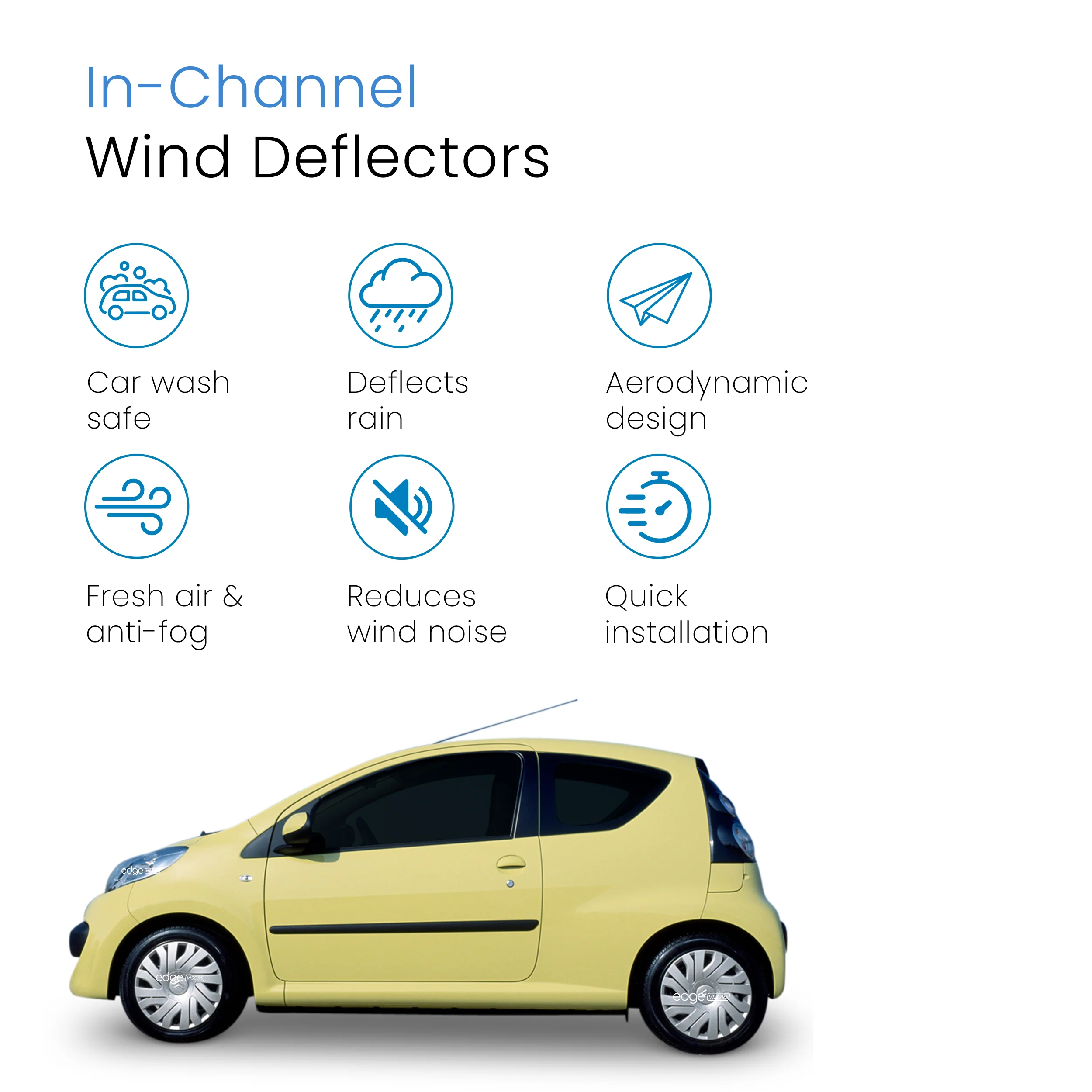 Citroen C1 MK1 2005-2014 3 Door Hatchback Wind Deflectors 2pc - Image 3