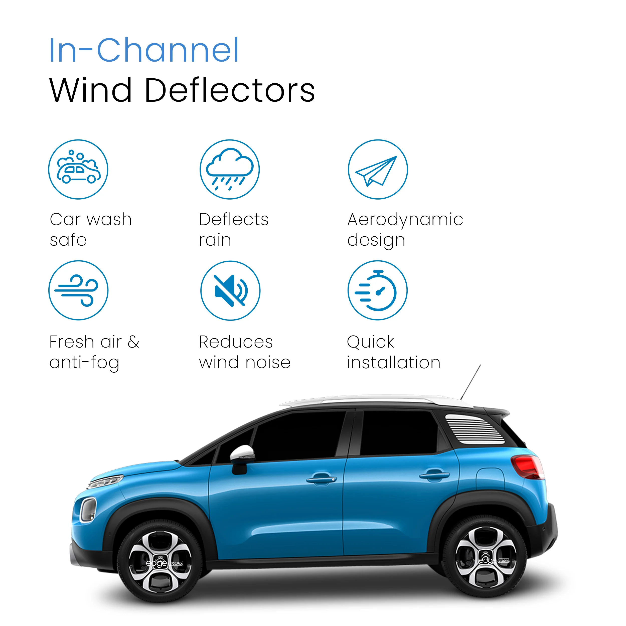 Citroen C3 MK1 Aircross 2017-2024 5 Door SUV Wind Deflectors 4pc - Image 3