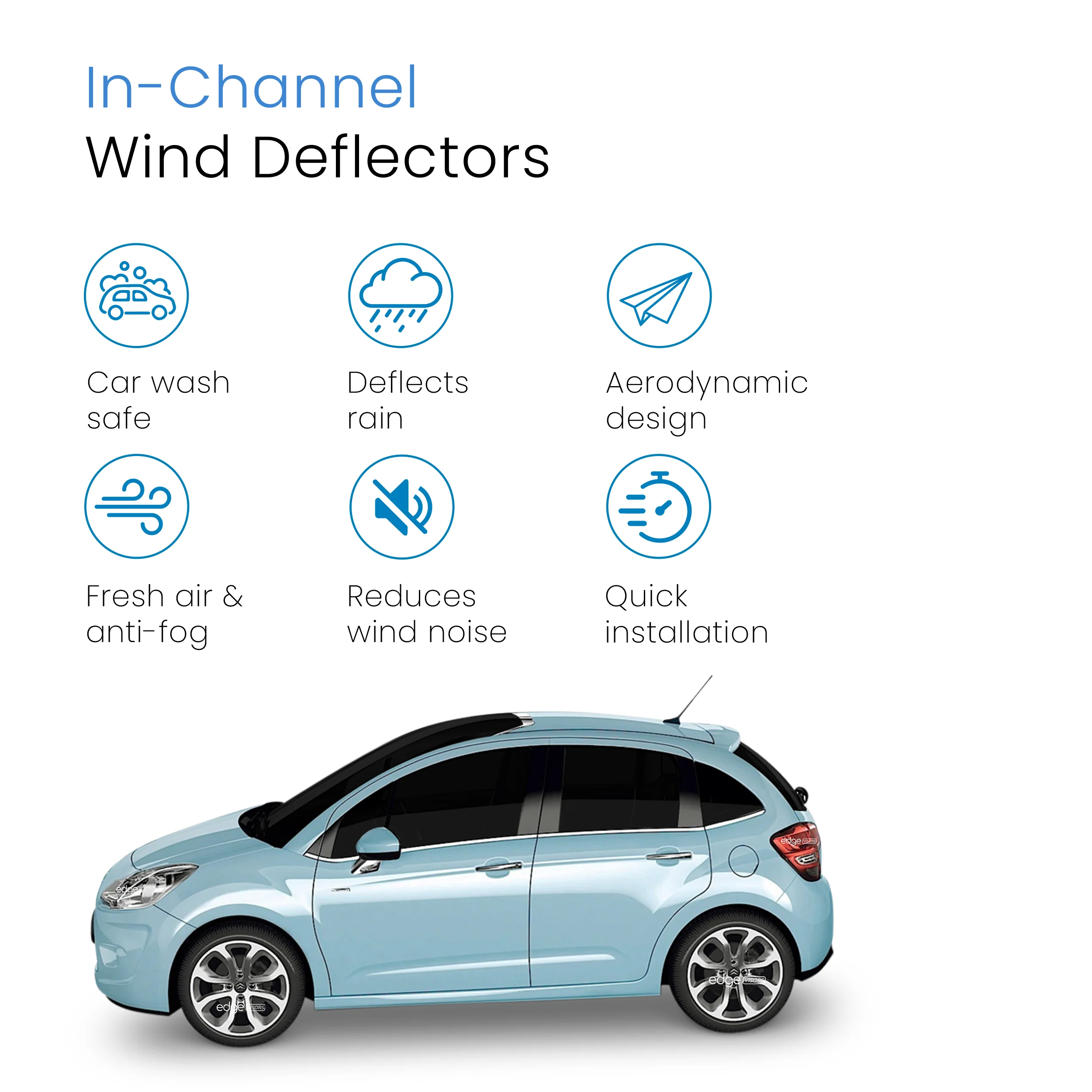 Citroen C3 MK2 2010-2016 5 Door Hatchback Wind Deflectors 4pc - Image 3
