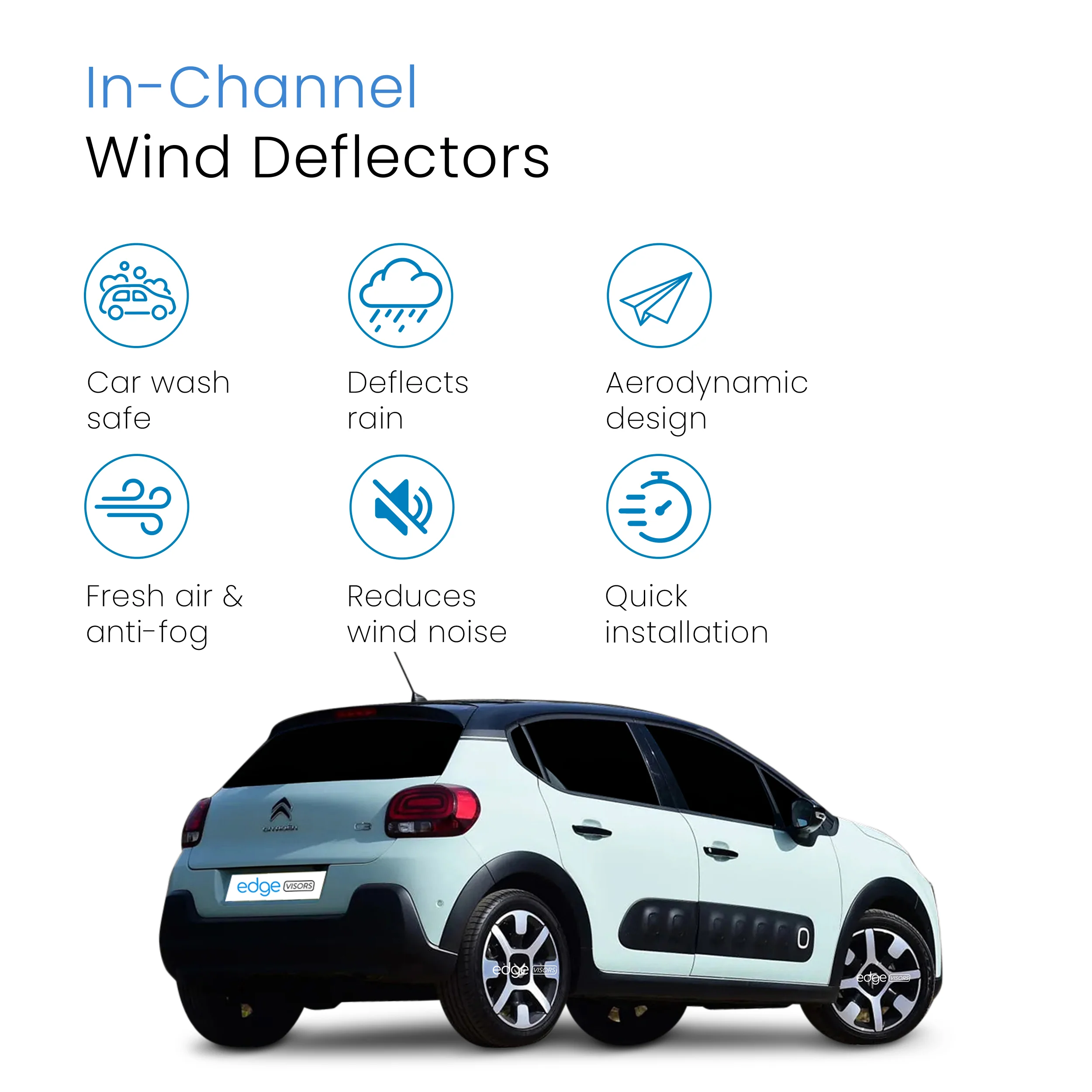 Citroen C3 MK3 2017-2024 5 Door Hatchback Wind Deflectors 4pc - Image 3