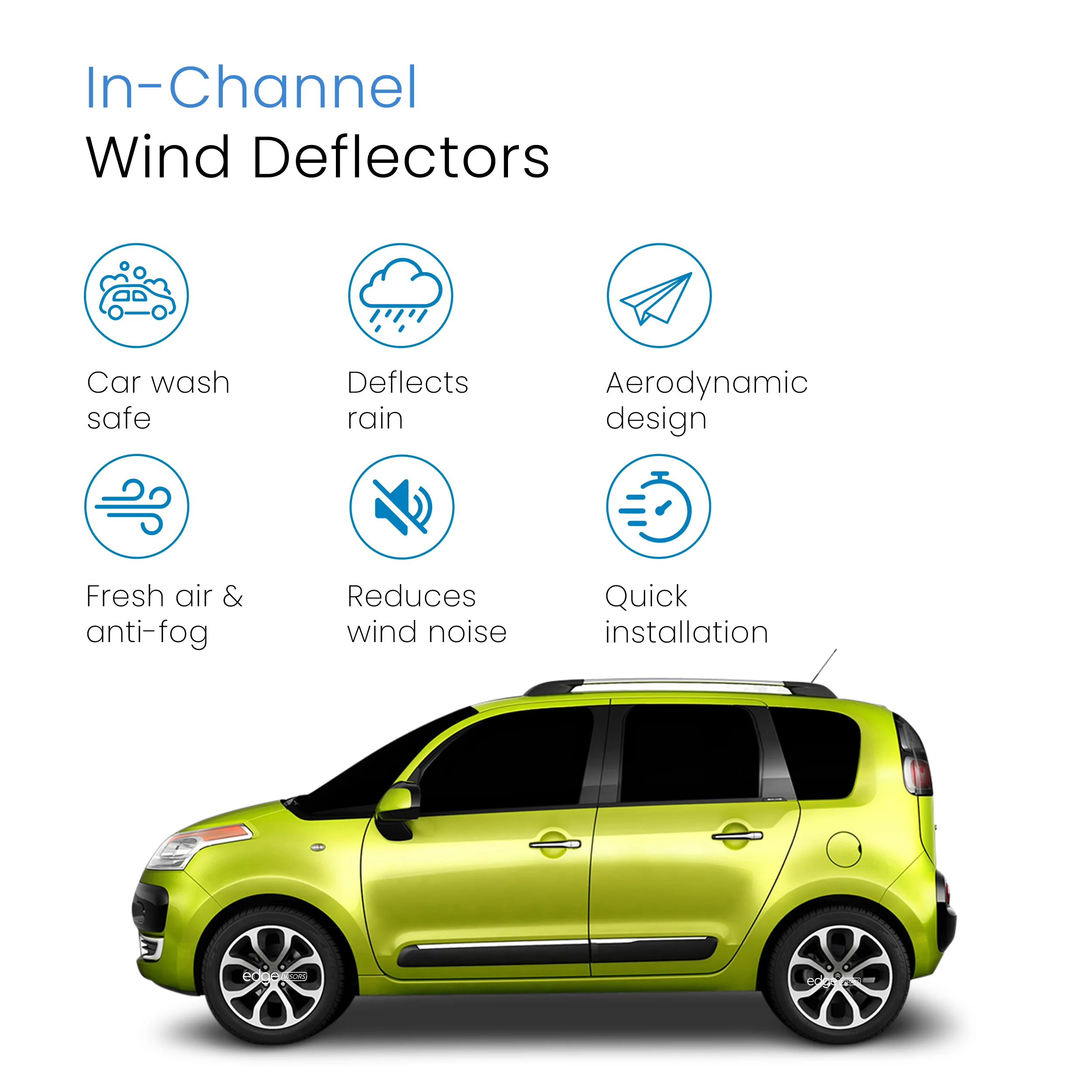 Citroen C3 Picasso 2009-2017 5 Door Hatchback Wind Deflectors 4pc - Image 3
