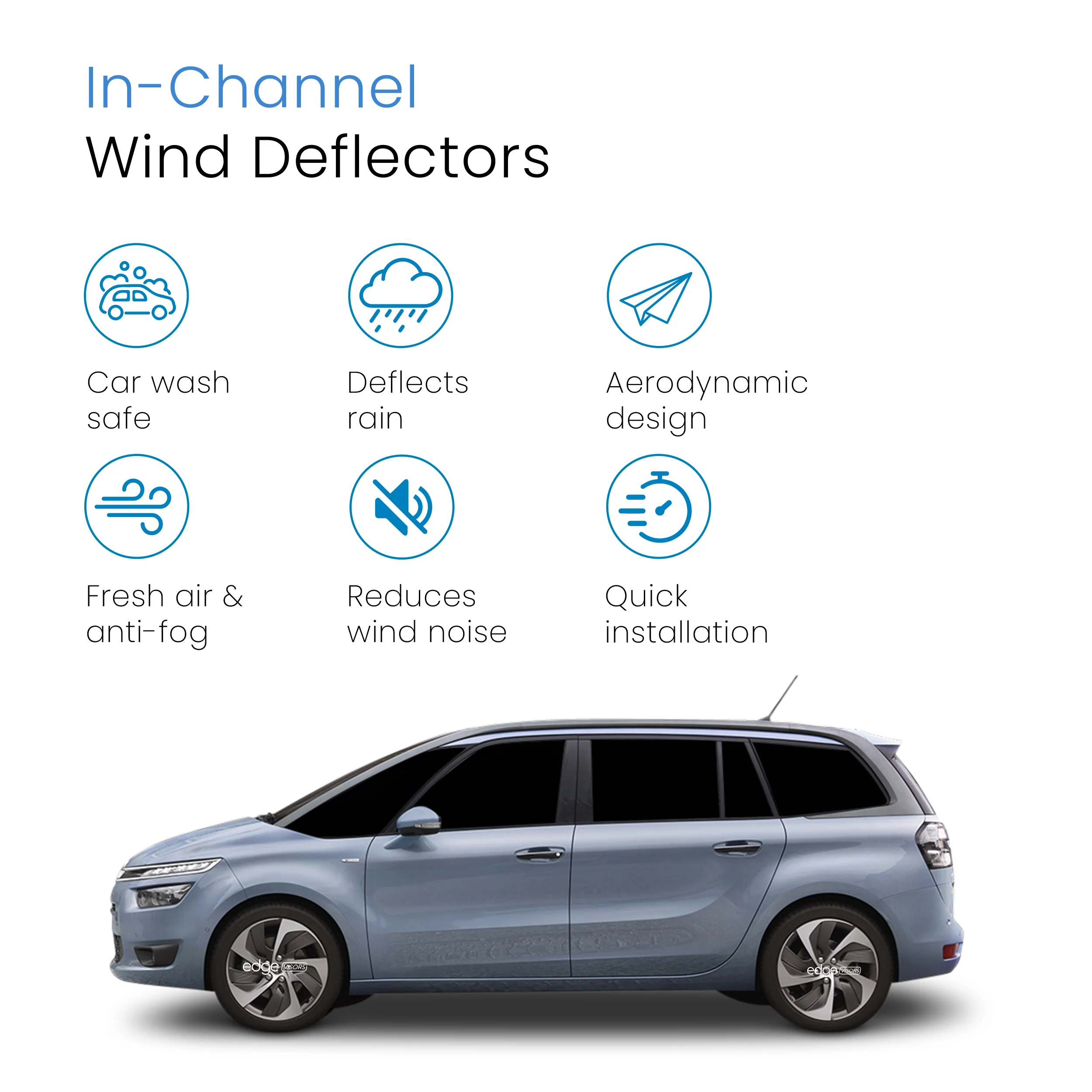 Citroen C4 Grand Picasso MK2 2013-2019 Space Tourer MPV Wind Deflectors 4pc - Image 3