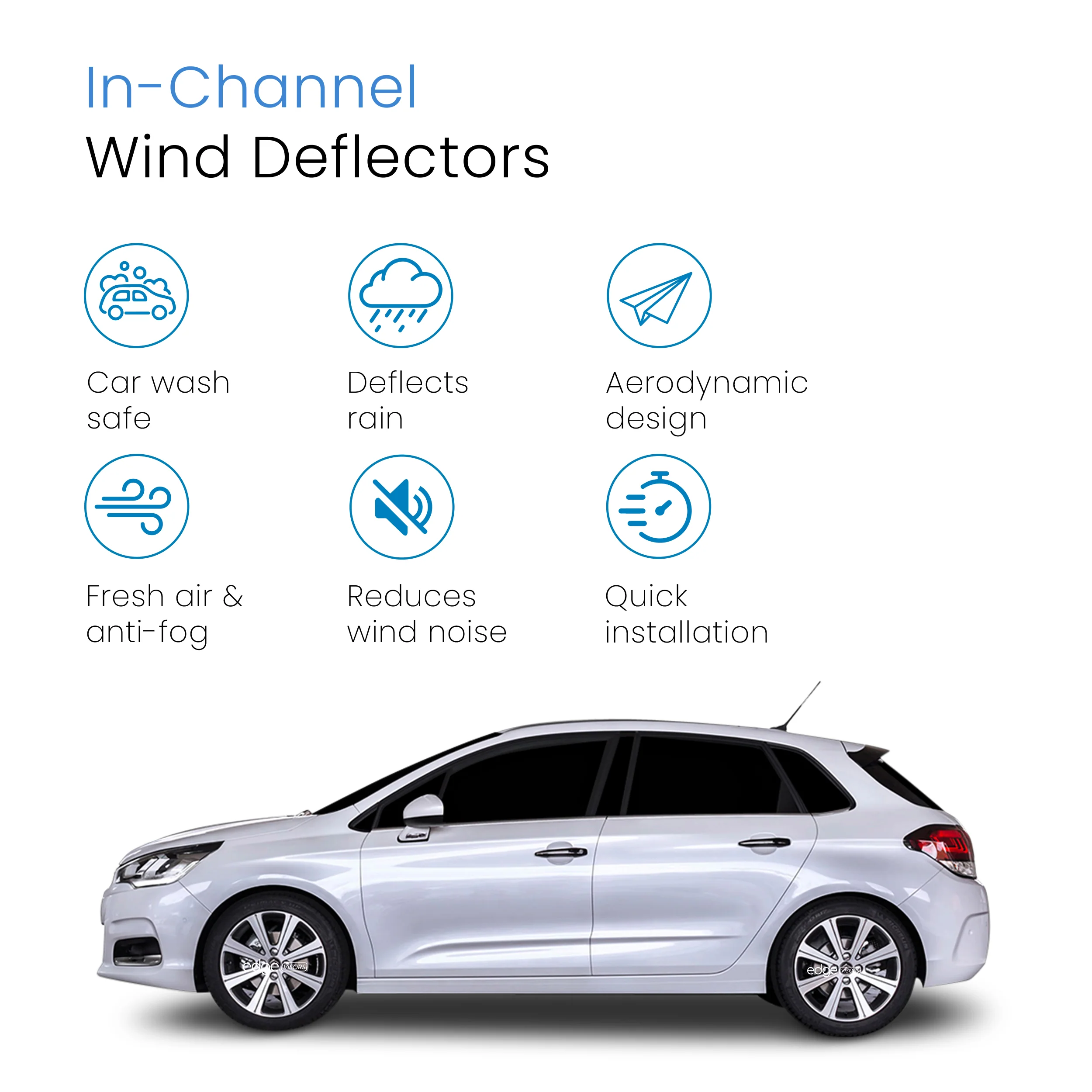 Citroen C4 MK2 2010-2017 5 Door Hatchback Wind Deflectors 4pc - Image 3