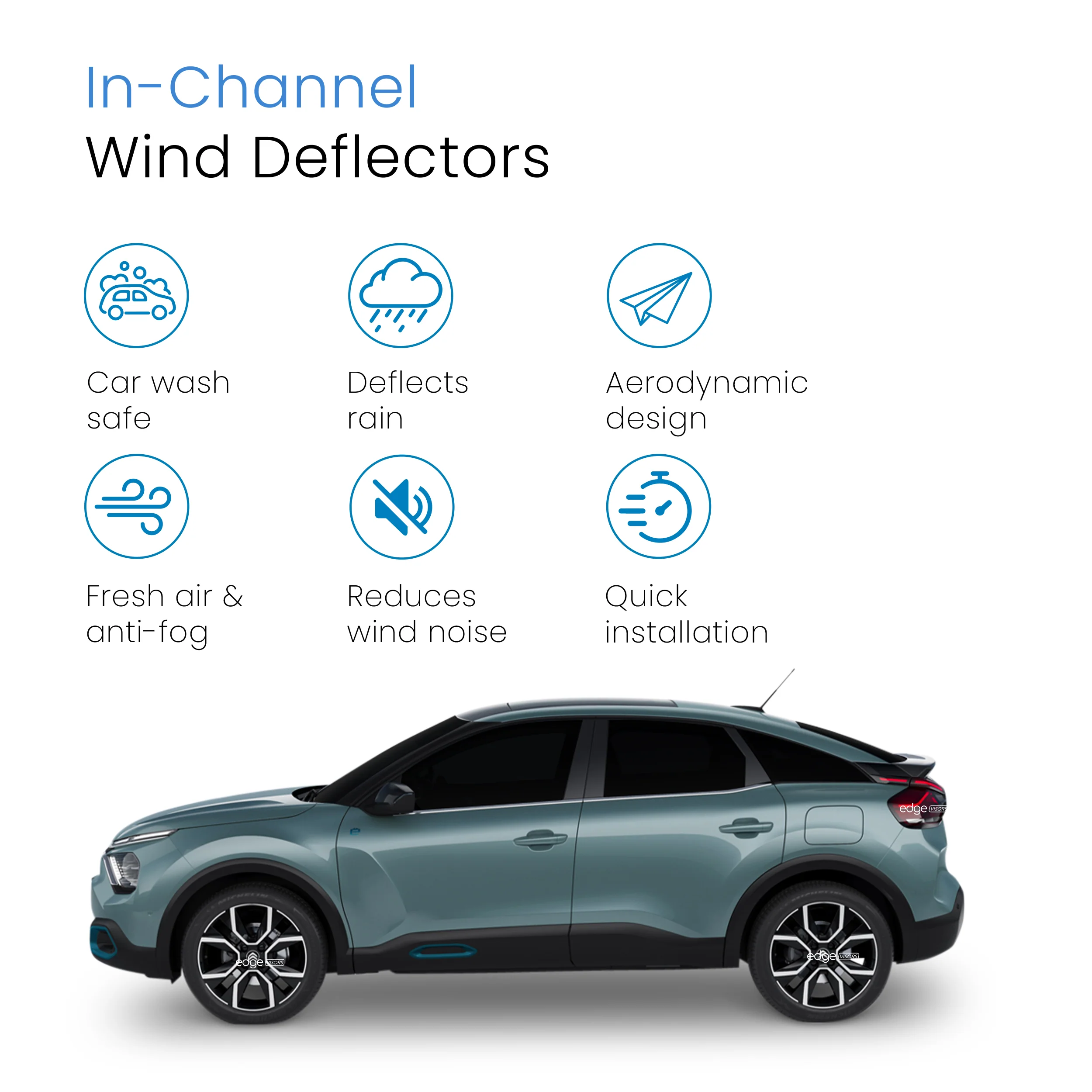 Citroen C4 MK3 Electric 2021-onwards 5 Door Hatchback Wind Deflectors 4pc - Image 3