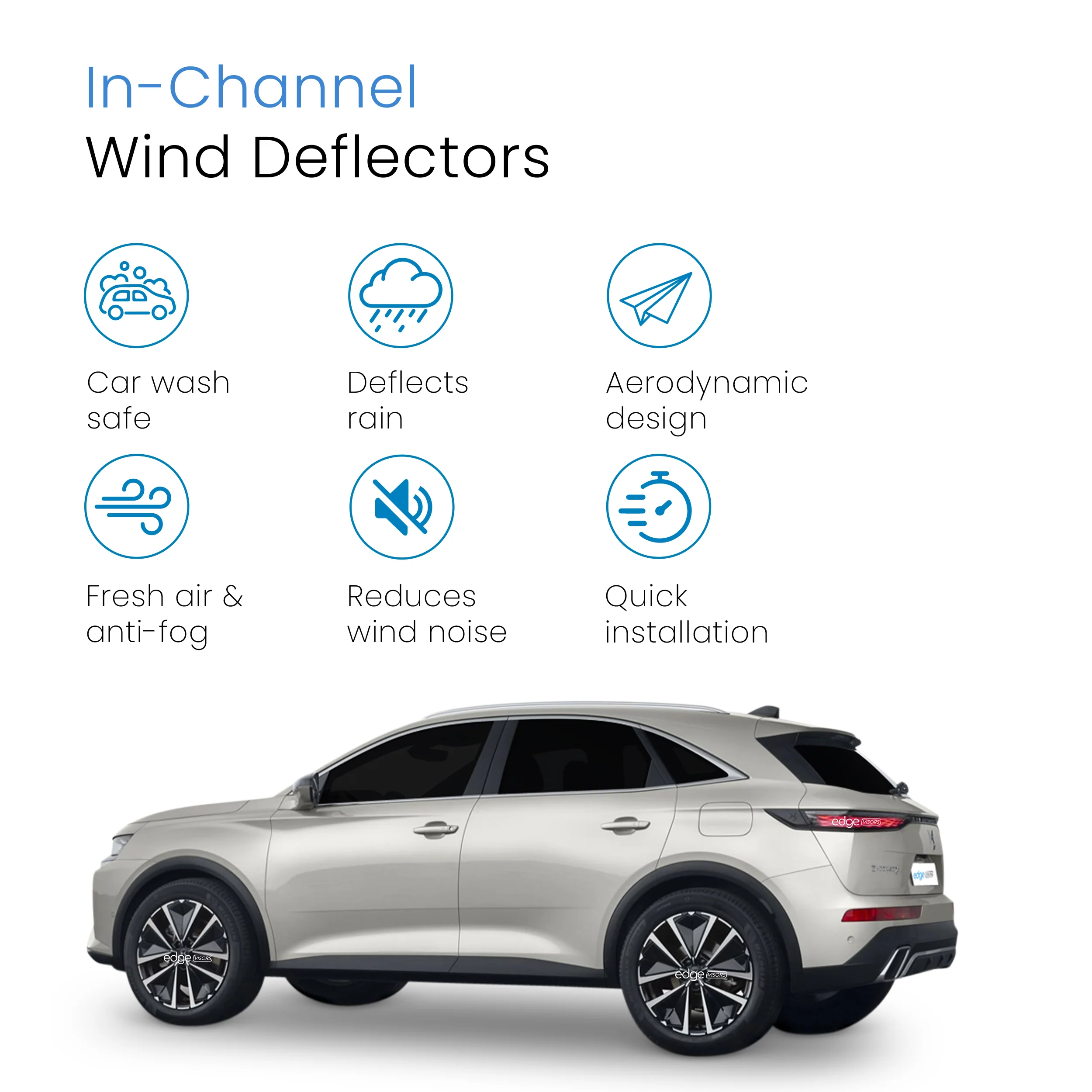 Citroen DS7 2018-onwards 5 Door Crossback Wind Deflectors 4pc - Image 3