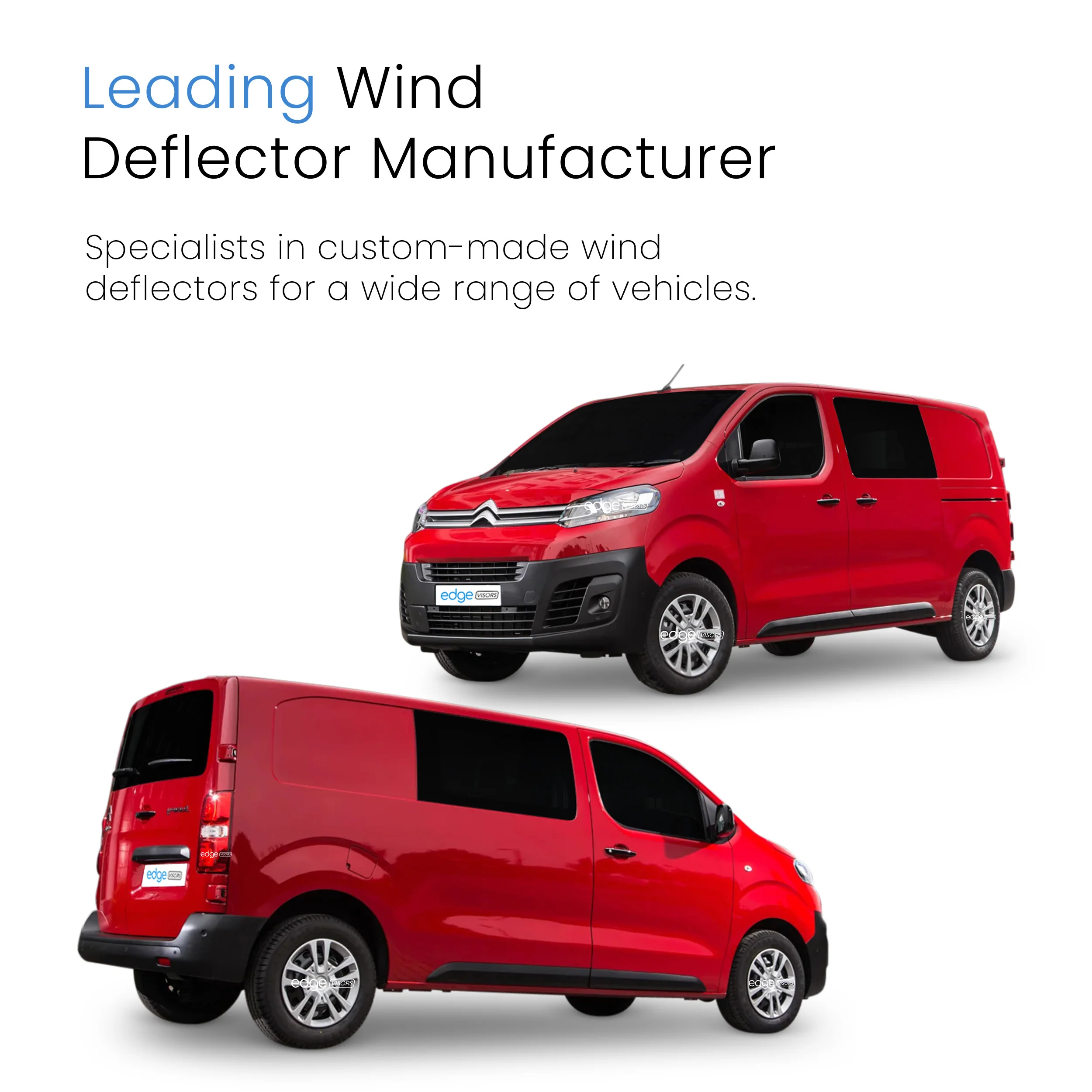 Citroen Jumpy MK3 2016-Onwards 2 Door Van Wind Deflectors 4pc - Image 4