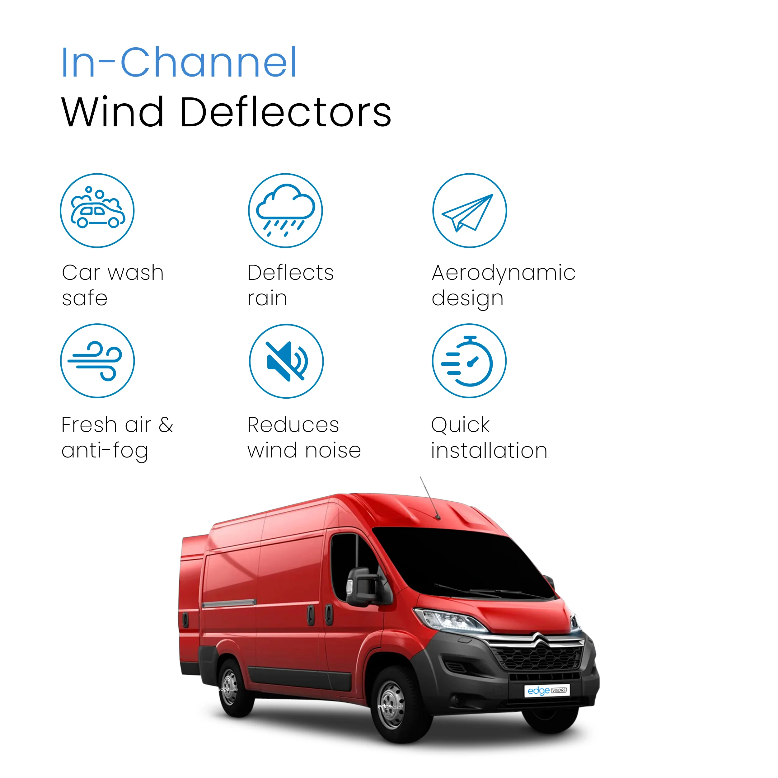 Citroen Relay / Jumper MK3 2006-onwards Van Wind Deflectors 2pc - Image 3