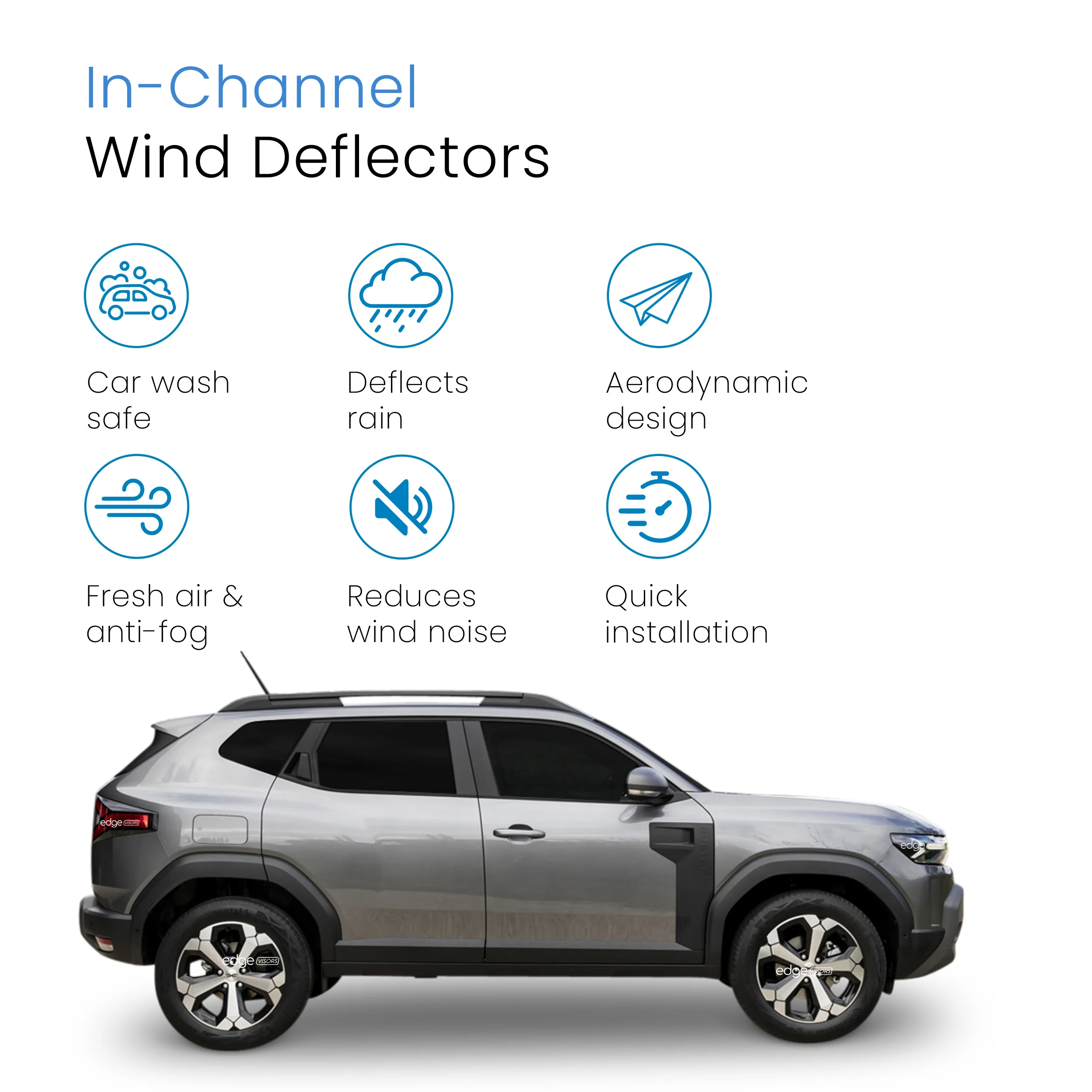 Dacia Duster MK3 2024-Onwards 5 Door SUV Wind Deflectors 4pc - Image 3