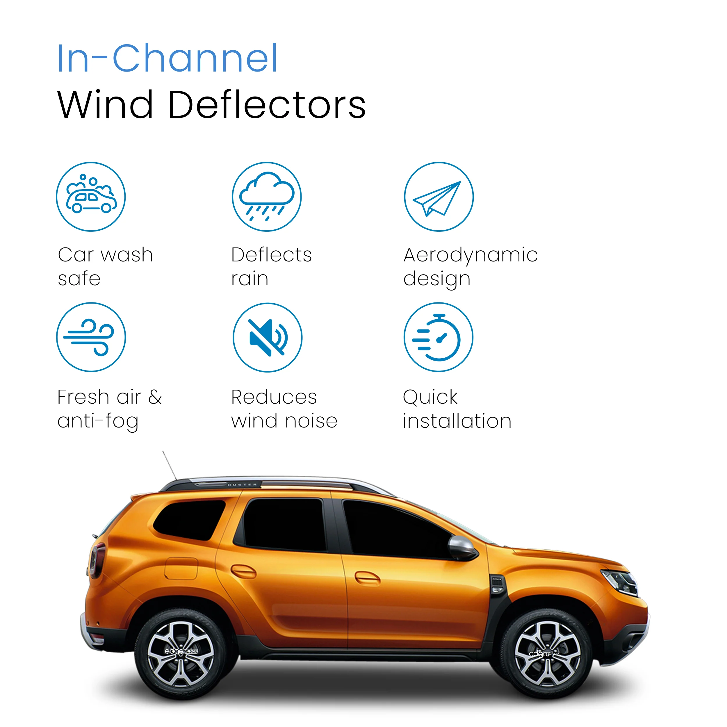 Dacia Duster MK2 2018-2024 5 Door SUV Wind Deflectors 4pc - Image 3