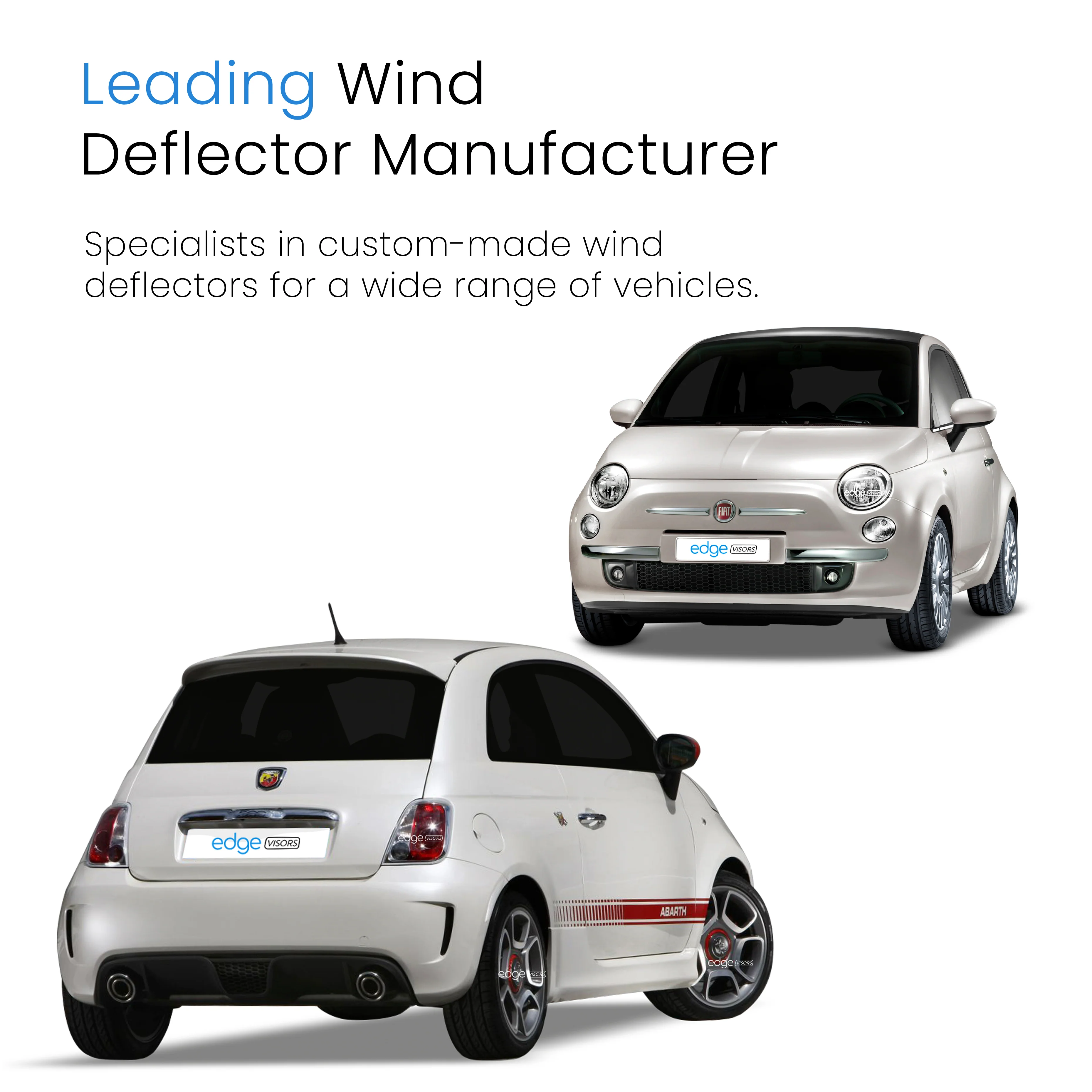 Fiat 500 / Fiat Abarth 2007-onwards 3 Door Hatchback Wind Deflectors 2pc - Image 4