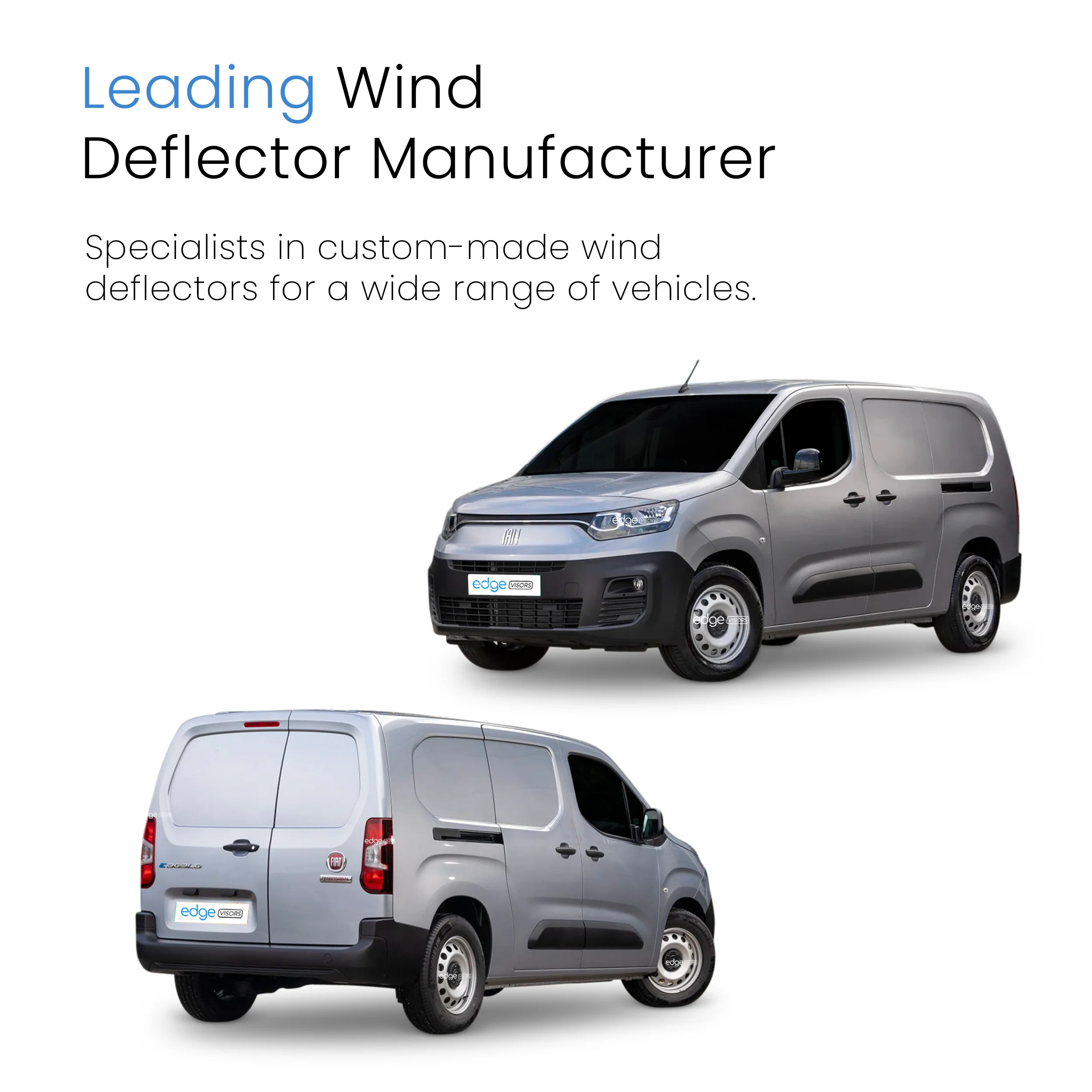 Fiat Doblo/E-Doblo MK3 2022-Onwards 2 Door Van Wind Deflectors 2pc - Image 4