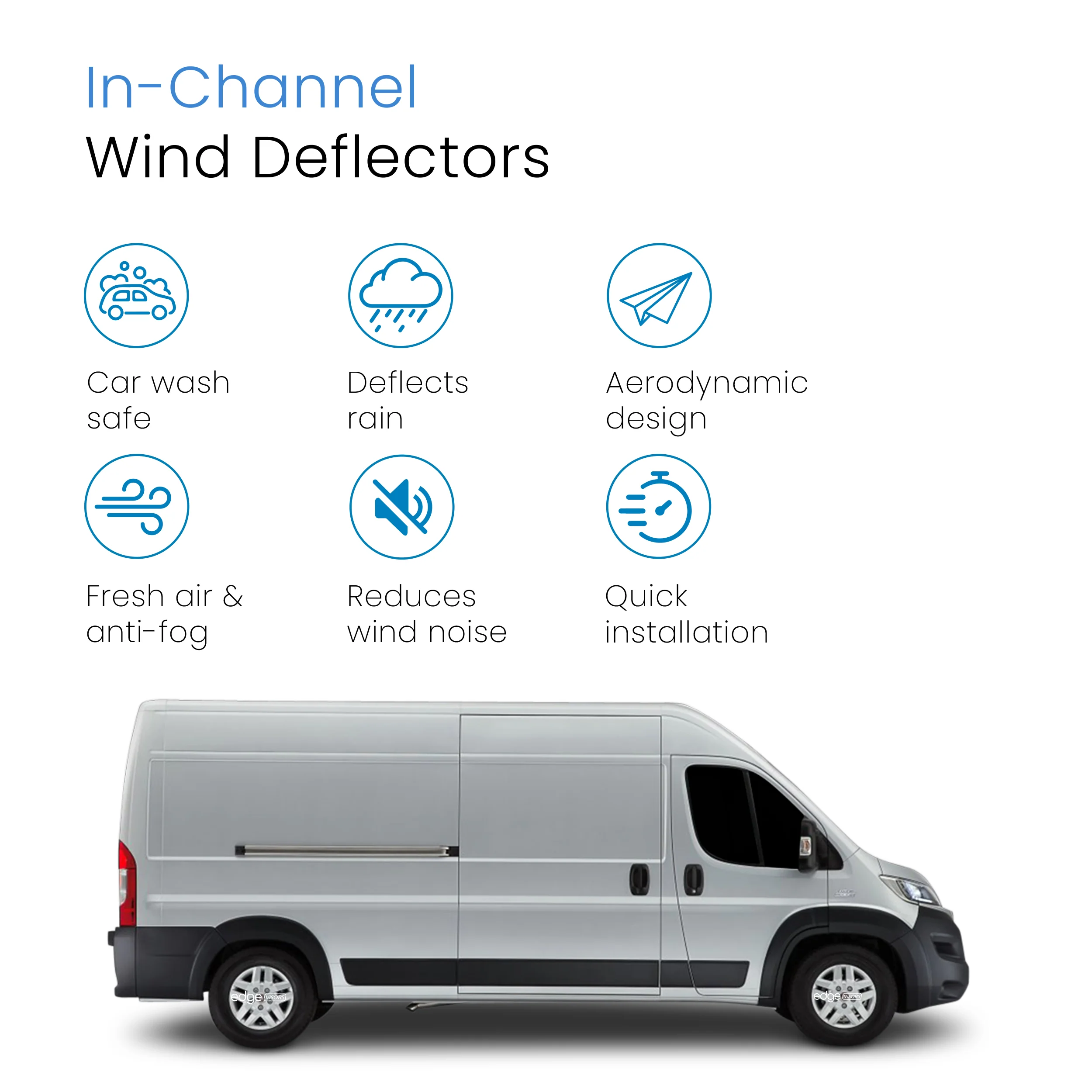 Fiat Ducato MK3 2006-onwards Van Wind Deflectors 2pc - Image 3