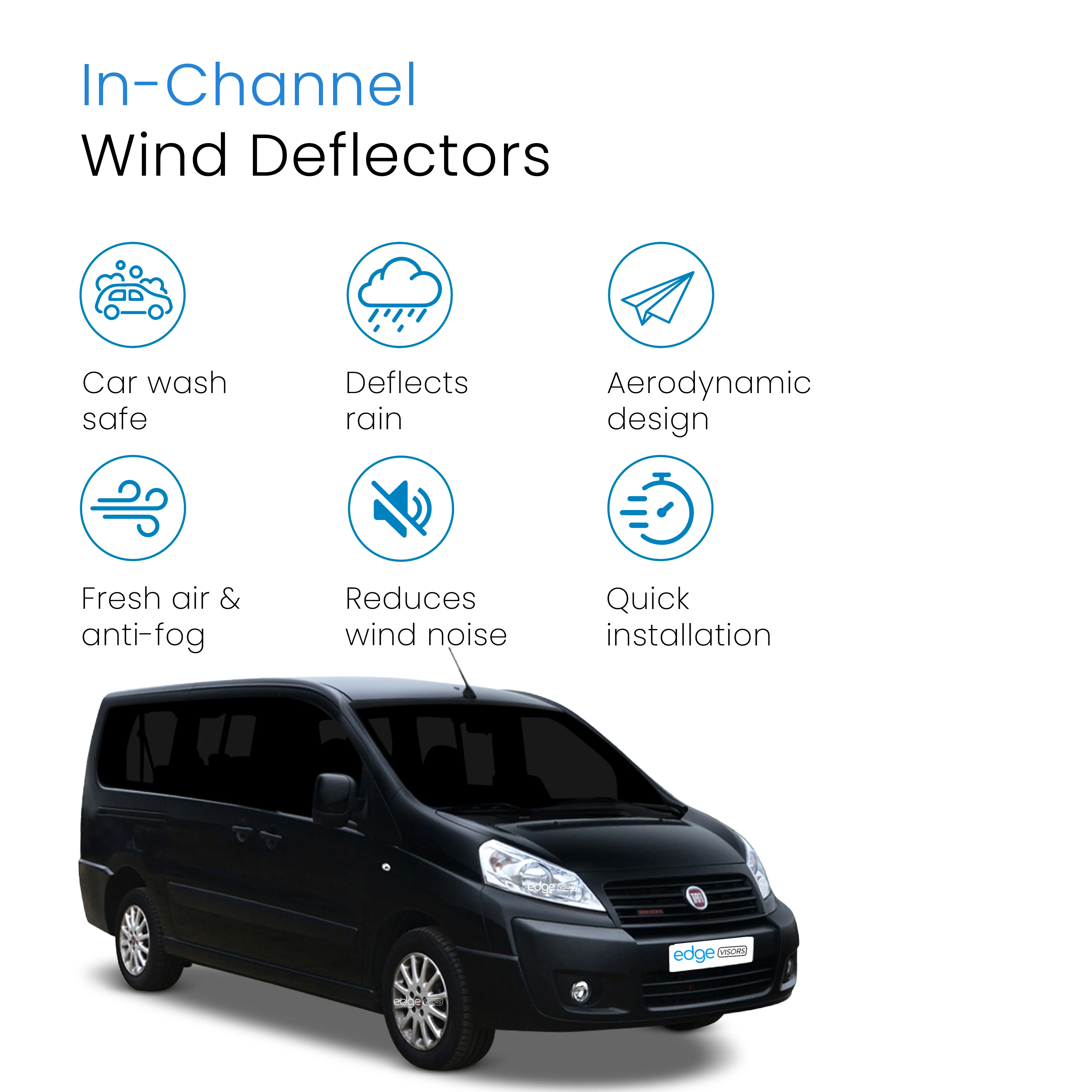 Fiat Scudo MK2 2007-2016 2/4 Door Van Wind Deflectors 2pc - Image 3