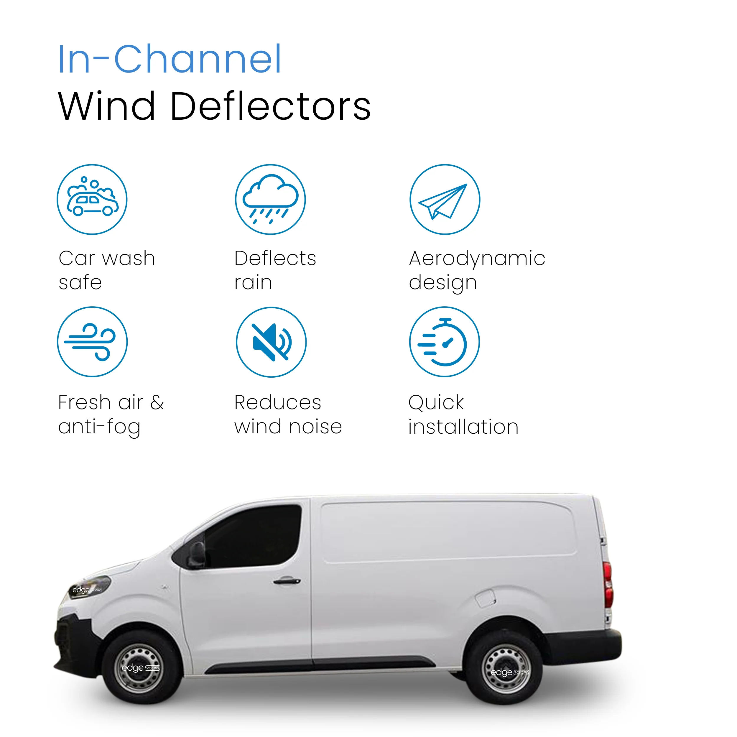 Fiat Scudo MK3 2022-Up 2 Door Van Wind Deflectors 2pc - Image 3