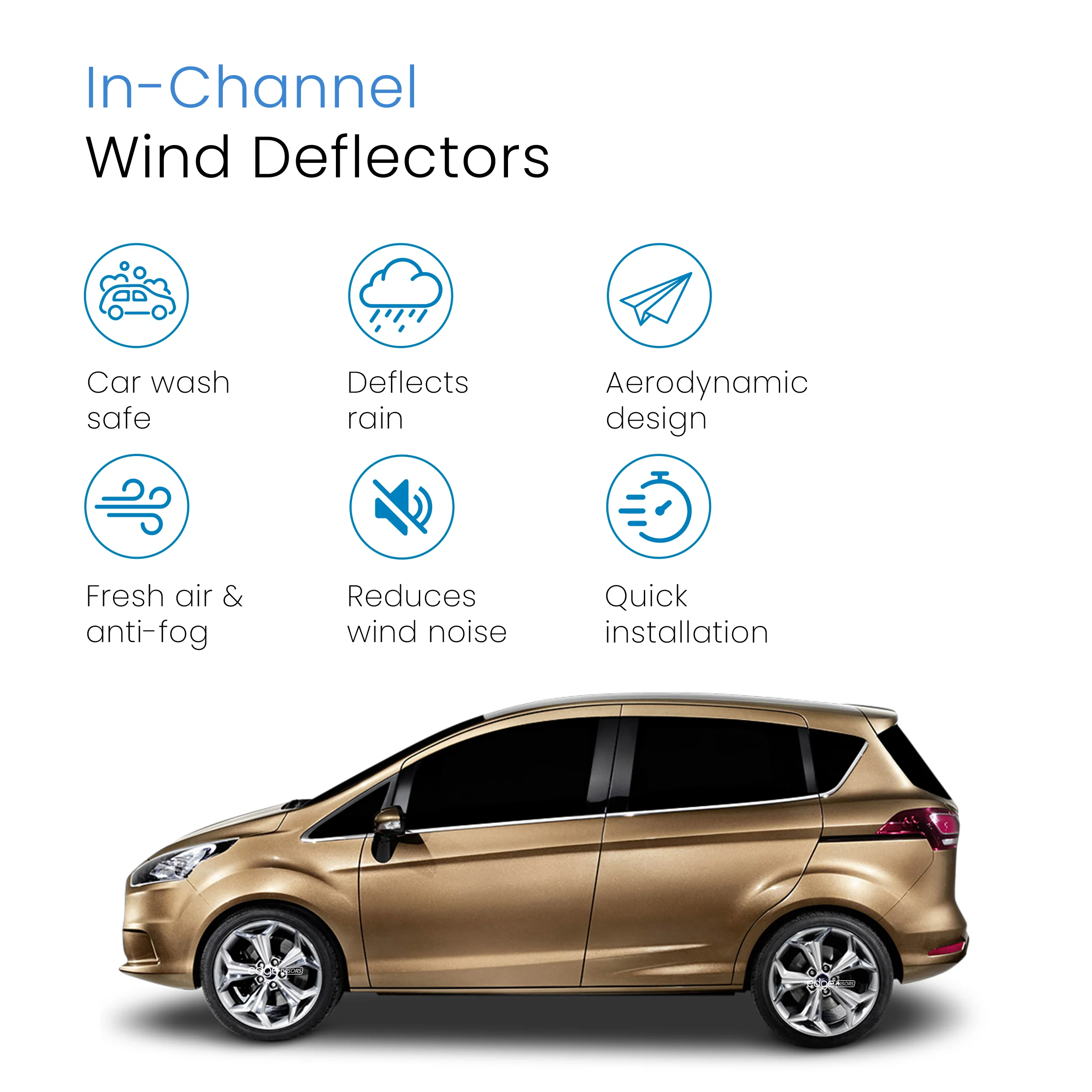 Ford B-Max 2012-2017 5 Door MPV Wind Deflectors 4pc - Image 3