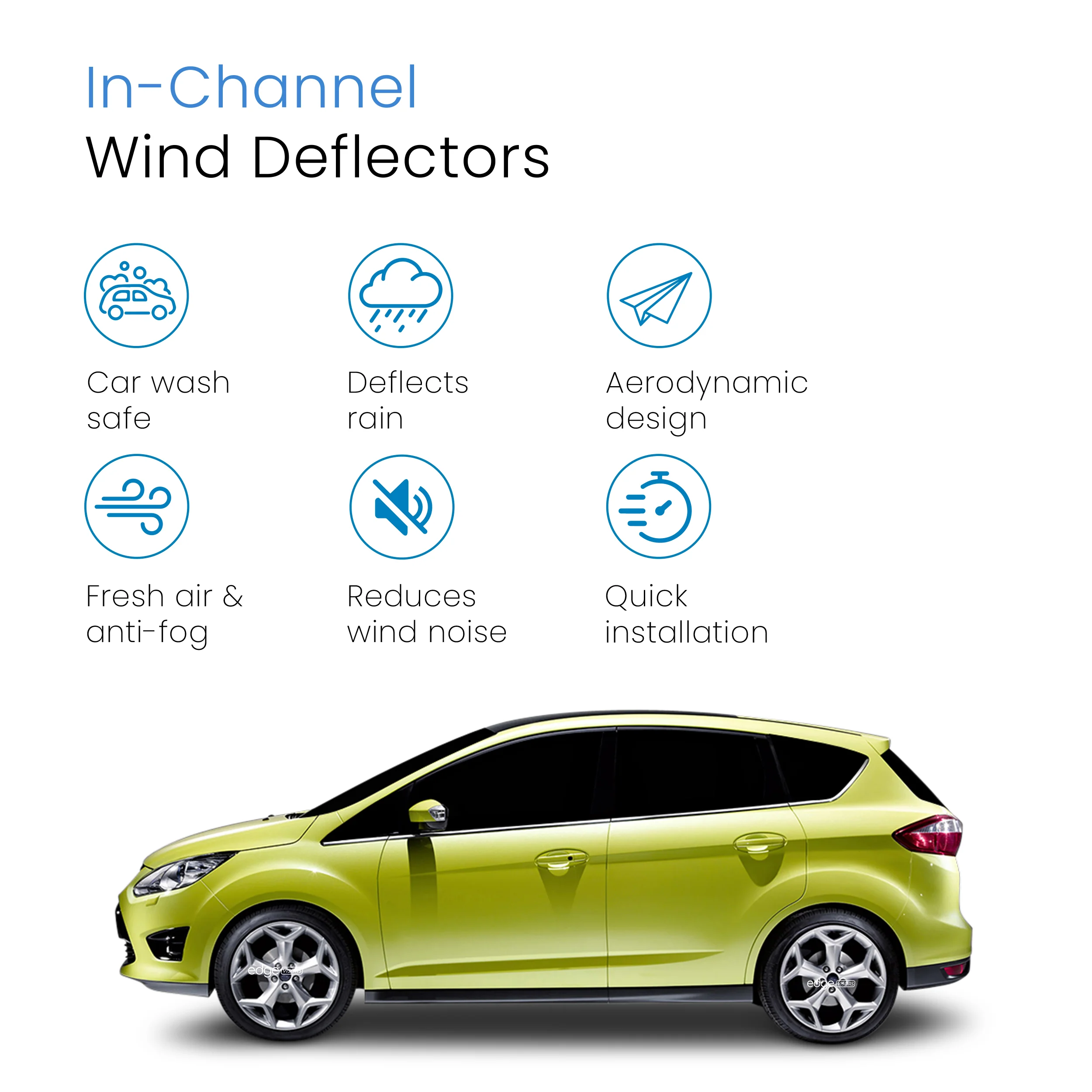 Ford C-Max MK2 2011-2020 5 Door MPV Wind Deflectors 4pc - Image 3
