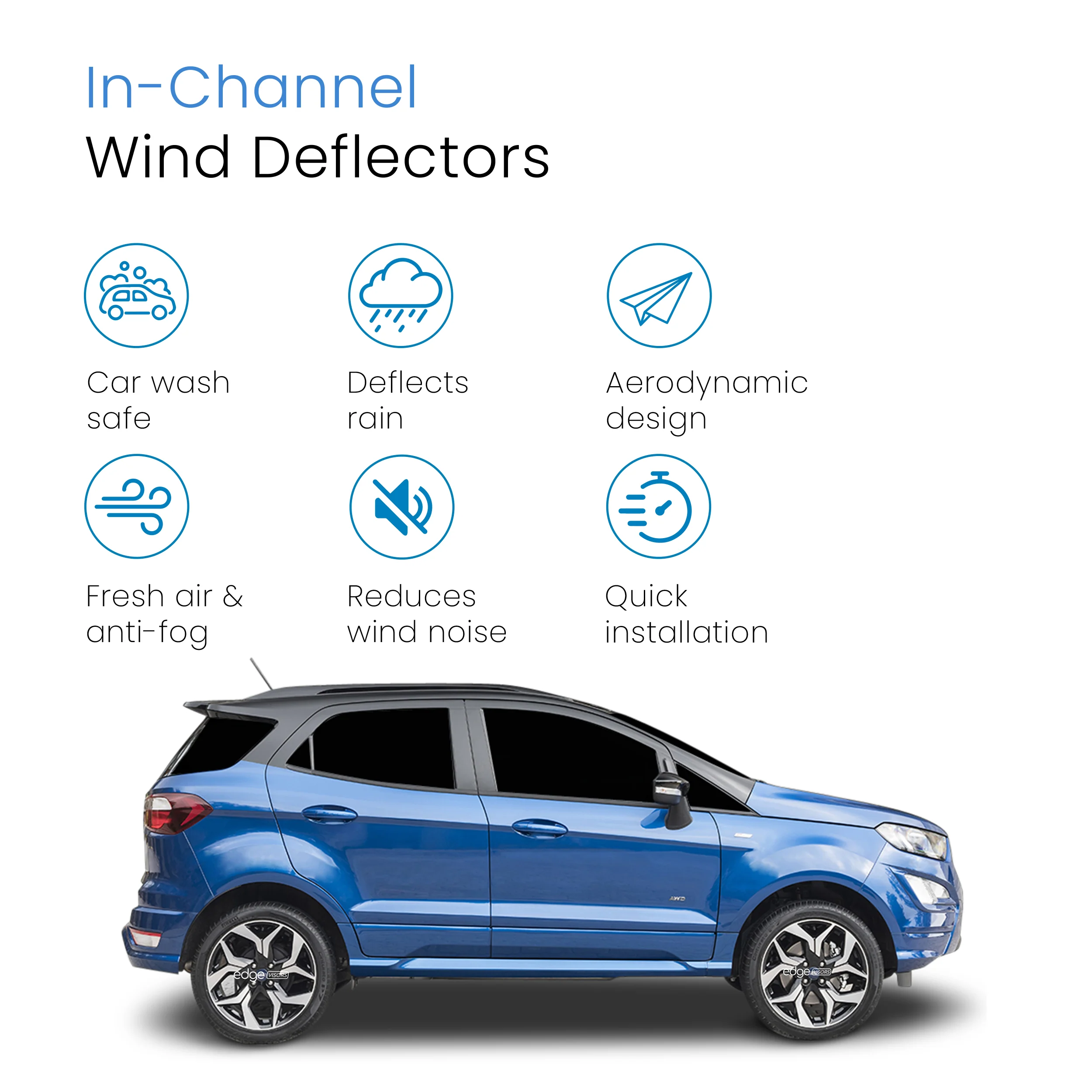 Ford Ecosport MK2 2013 - Onwards 5 Door SUV Wind Deflectors 4pc - Image 3