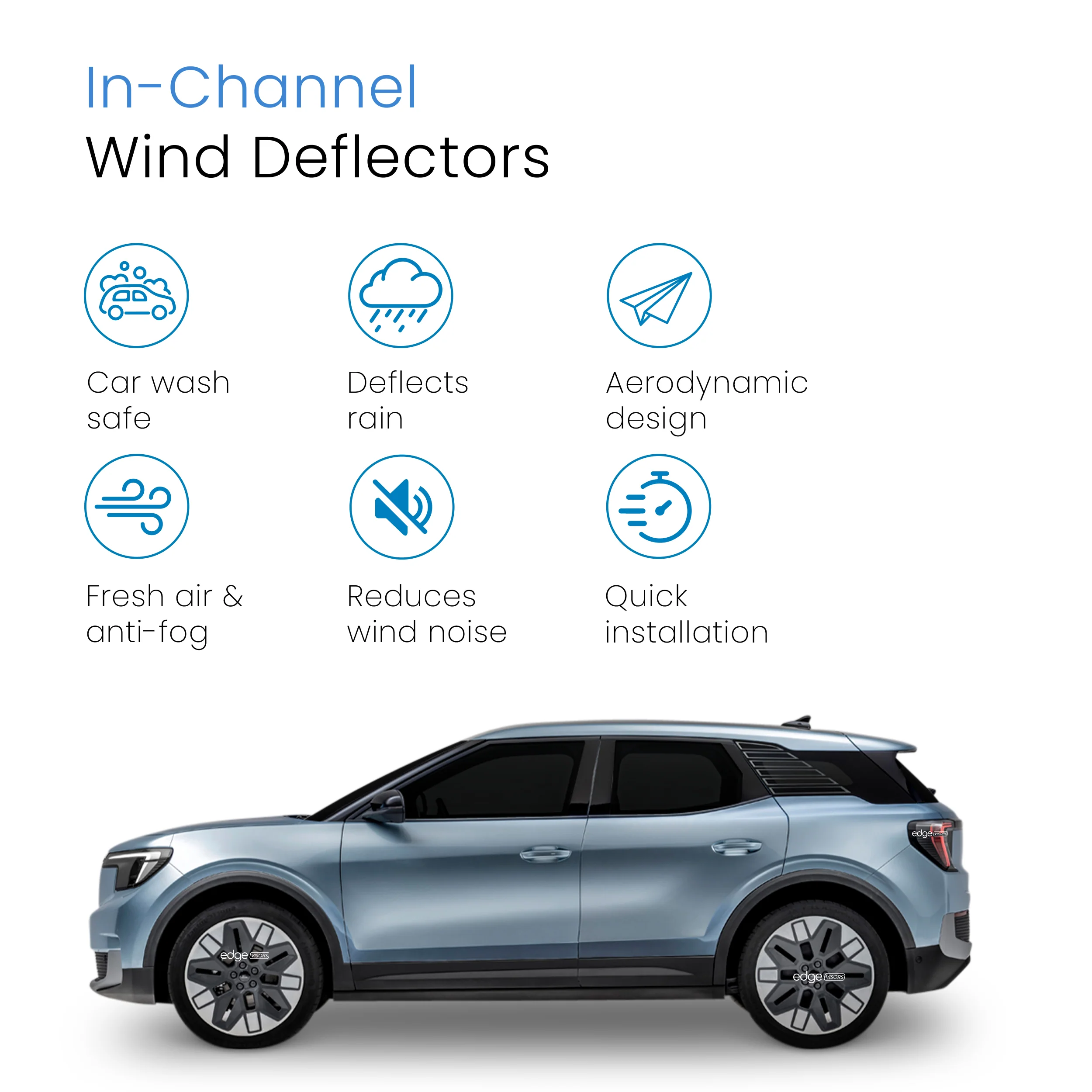 Ford Explorer EV 2023-onwards 5 Door SUV Wind Deflectors 4pc - Image 3