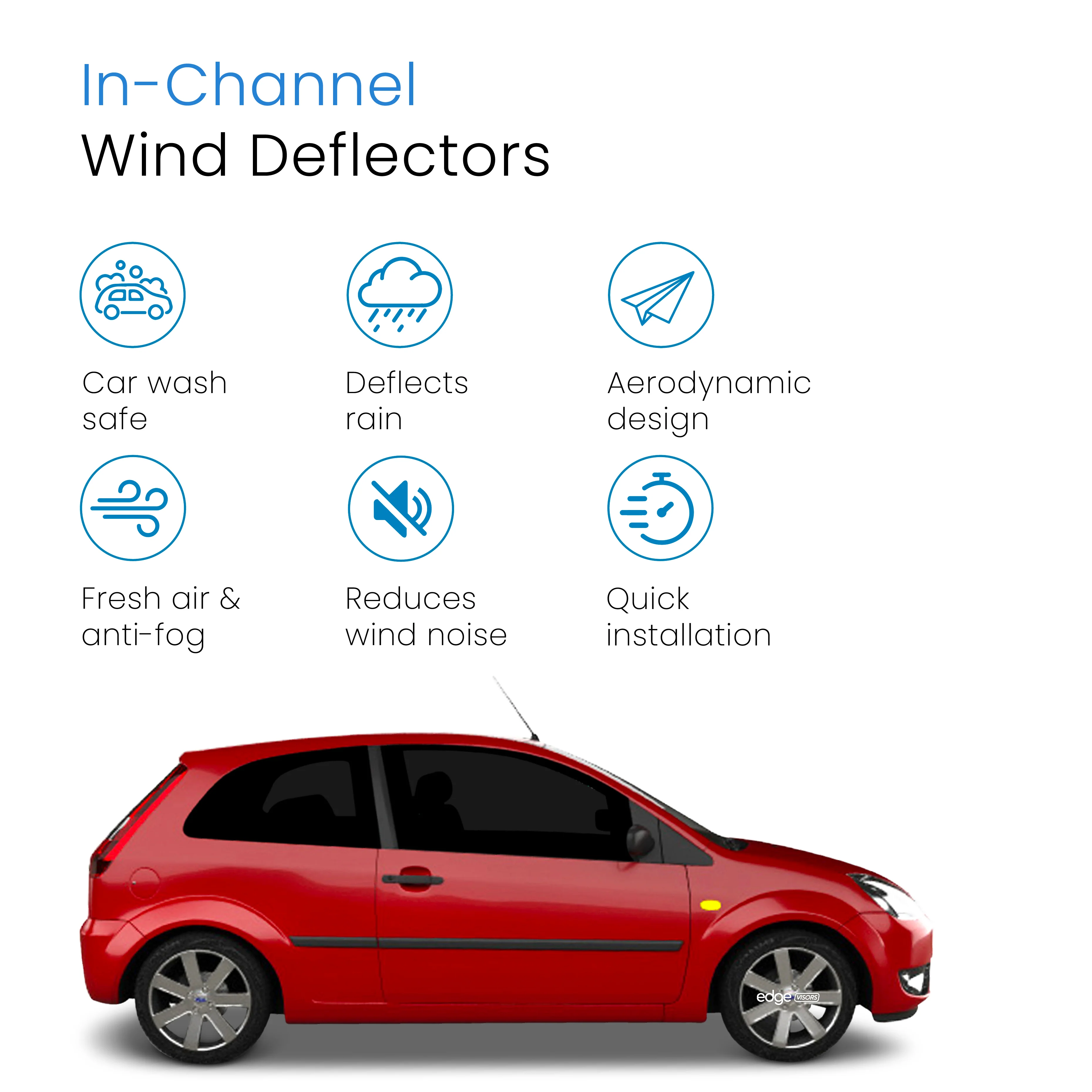 Ford Fiesta MK6 2002-2008 3 Door Hatchback Wind Deflectors 2pc - Image 3