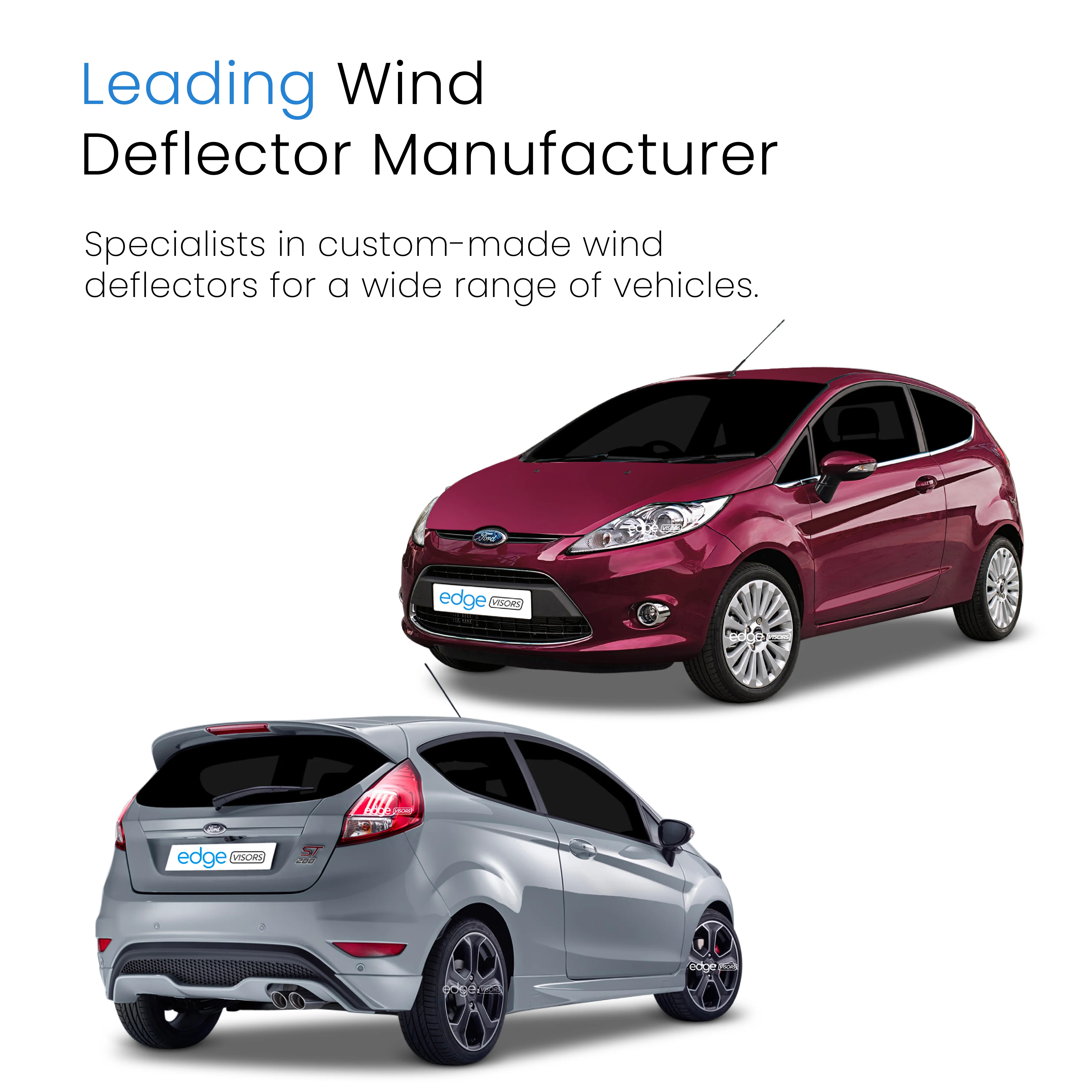 Ford Fiesta MK7 / ST 2008-2017 3 Door Hatchback Wind Deflectors 2pc - Image 4
