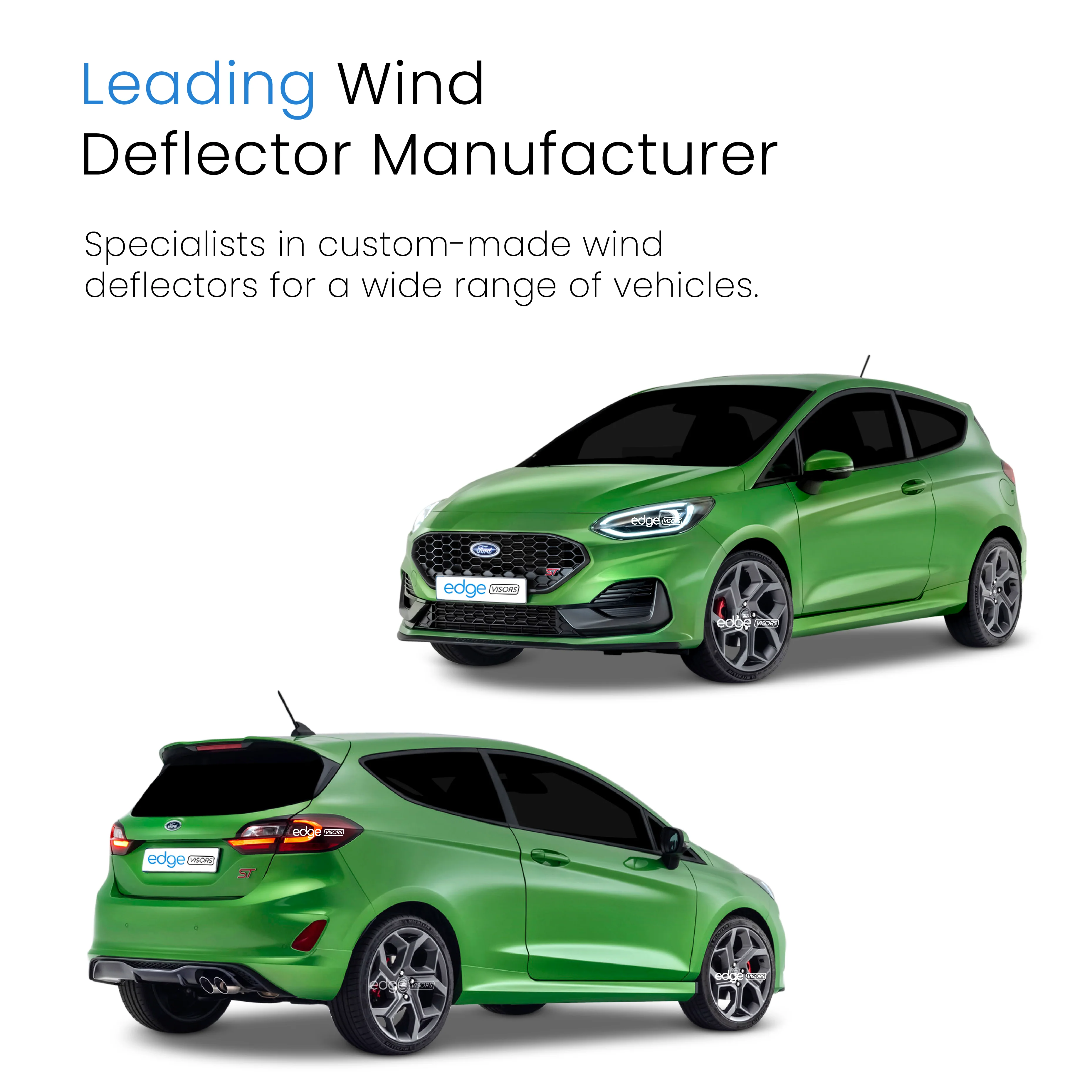 Ford Fiesta MK8 2017-2023 3 Door Hatchback Wind Deflectors 2pc - Image 4