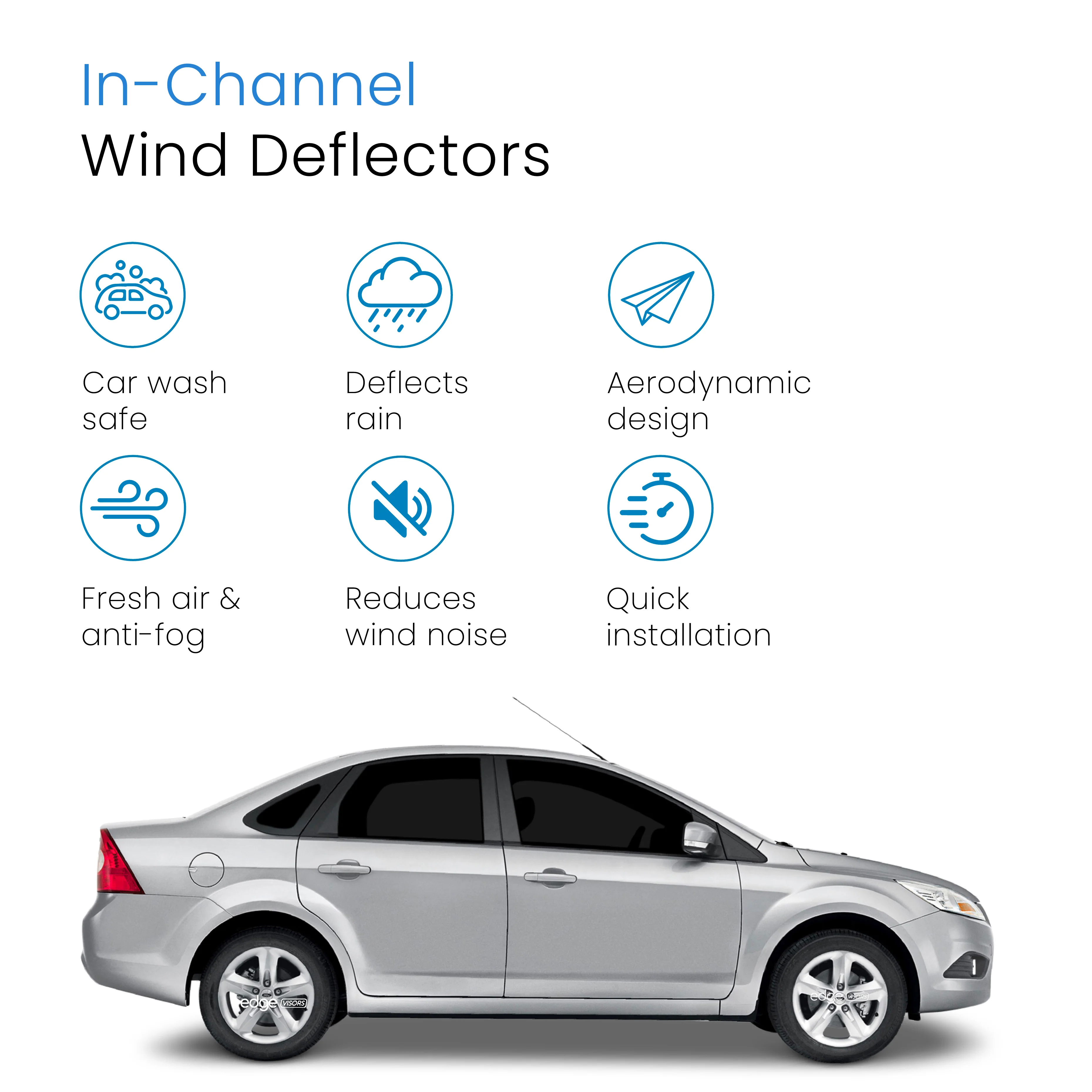 Ford Focus MK2 2004-2011 4/5 Door Saloon/Liftback Wind Deflectors 4pc - Image 3