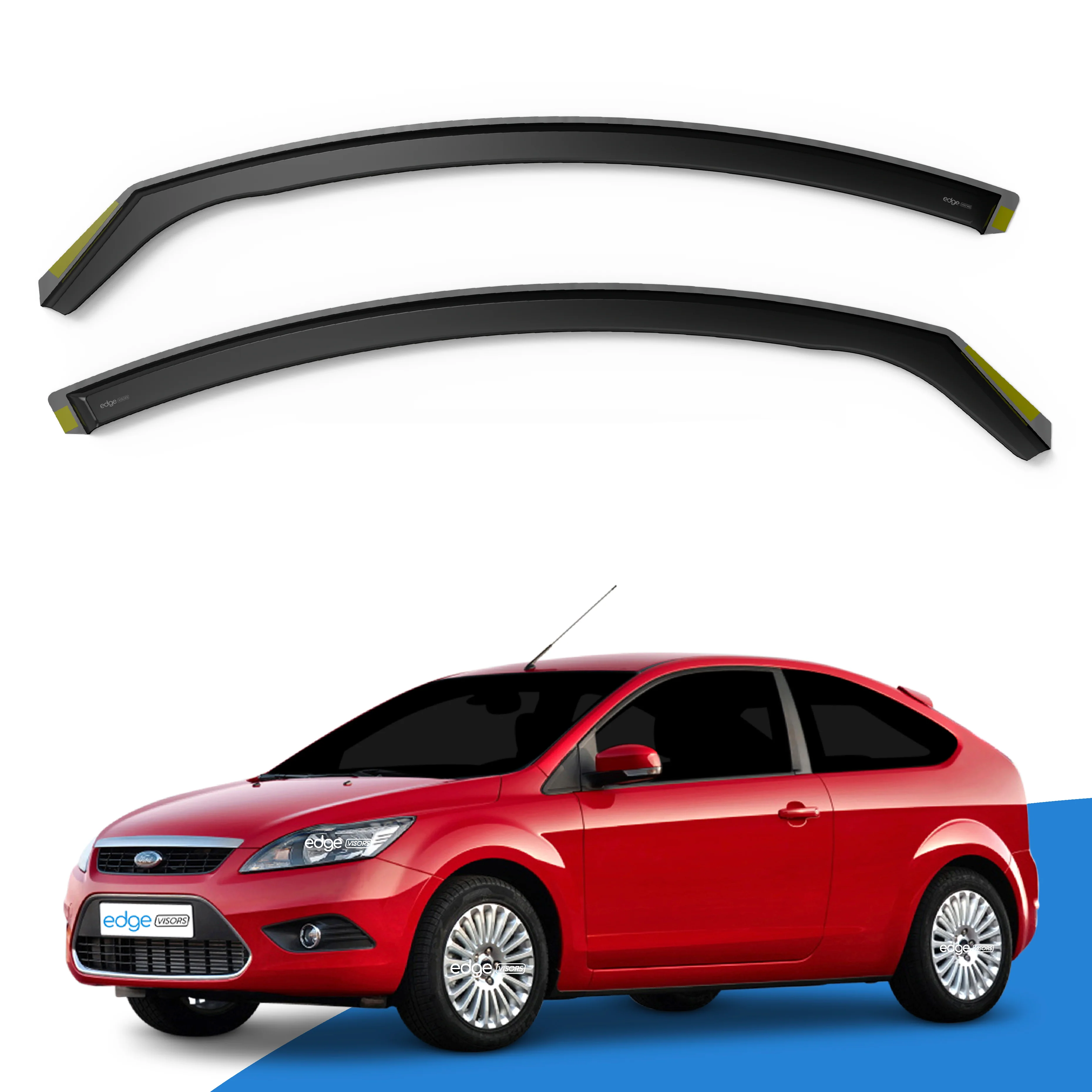 Ford Focus MK2 / ST RS 2004-2011 3 Door Hatchback Wind Deflectors 2pc - Image 2