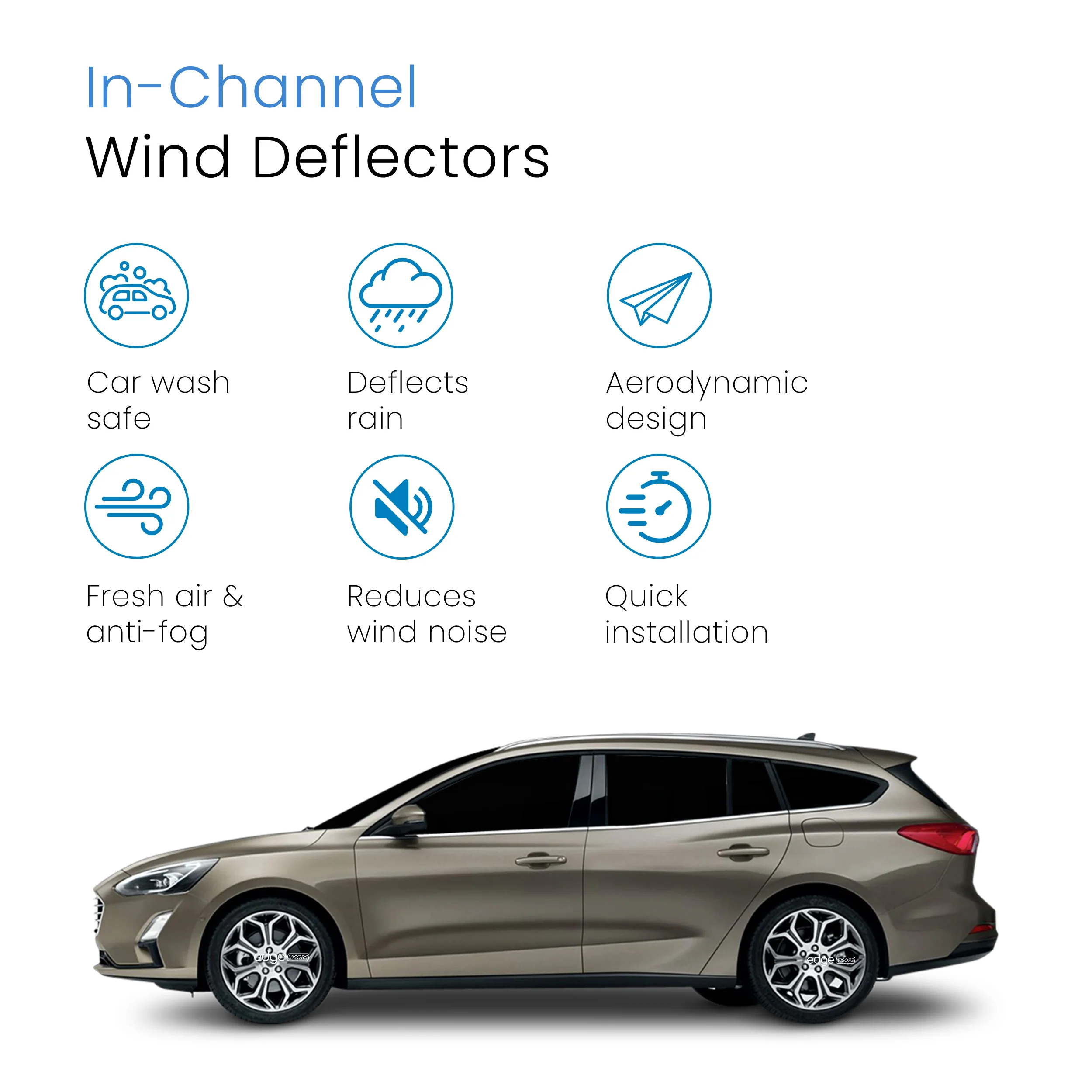 Ford Focus MK4 2018-onwards 5 Door Estate Wind Deflectors 4pc - Image 3