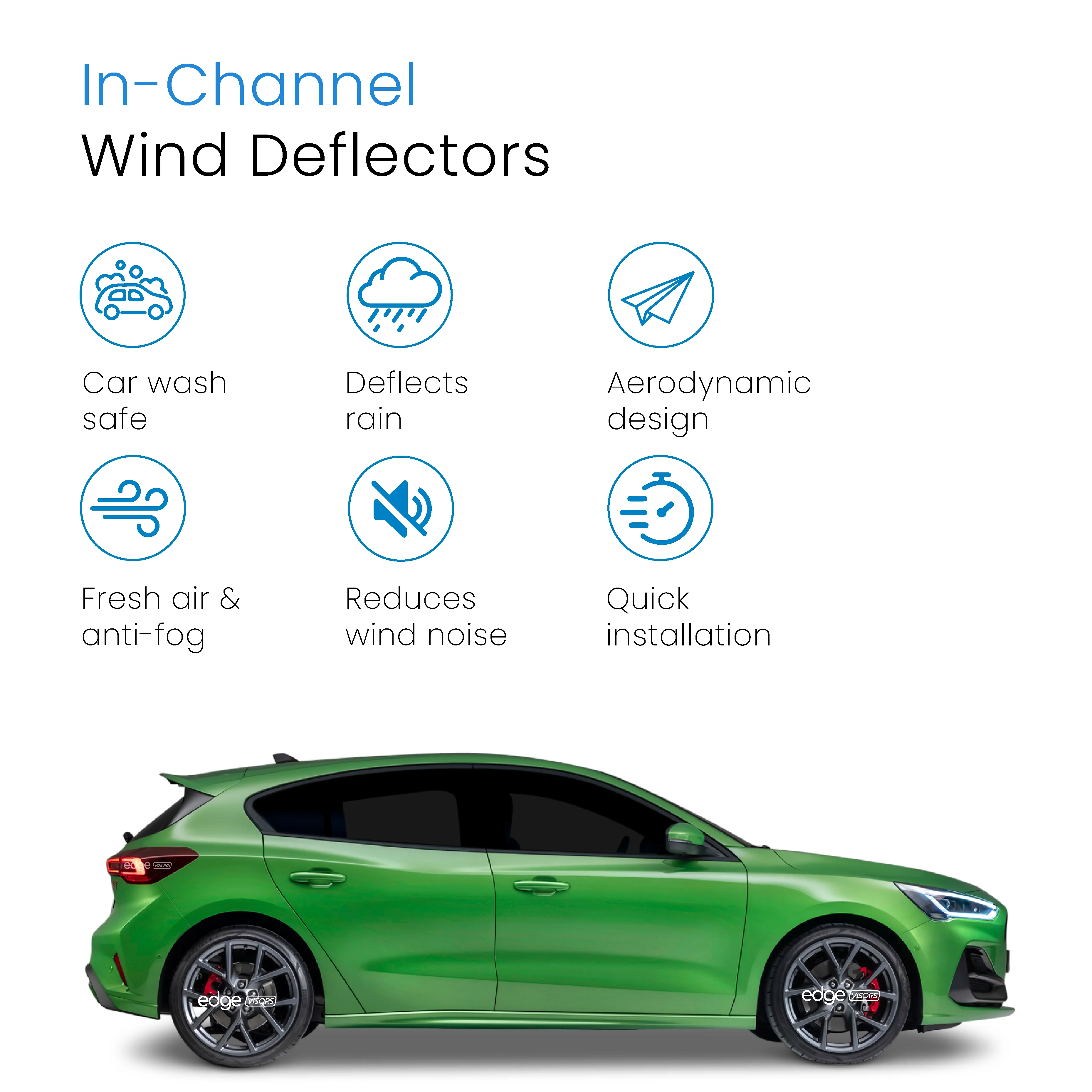 Ford Focus MK4 2018-onwards 5 Door Hatchback/Saloon Wind Deflectors 4pc - Image 3