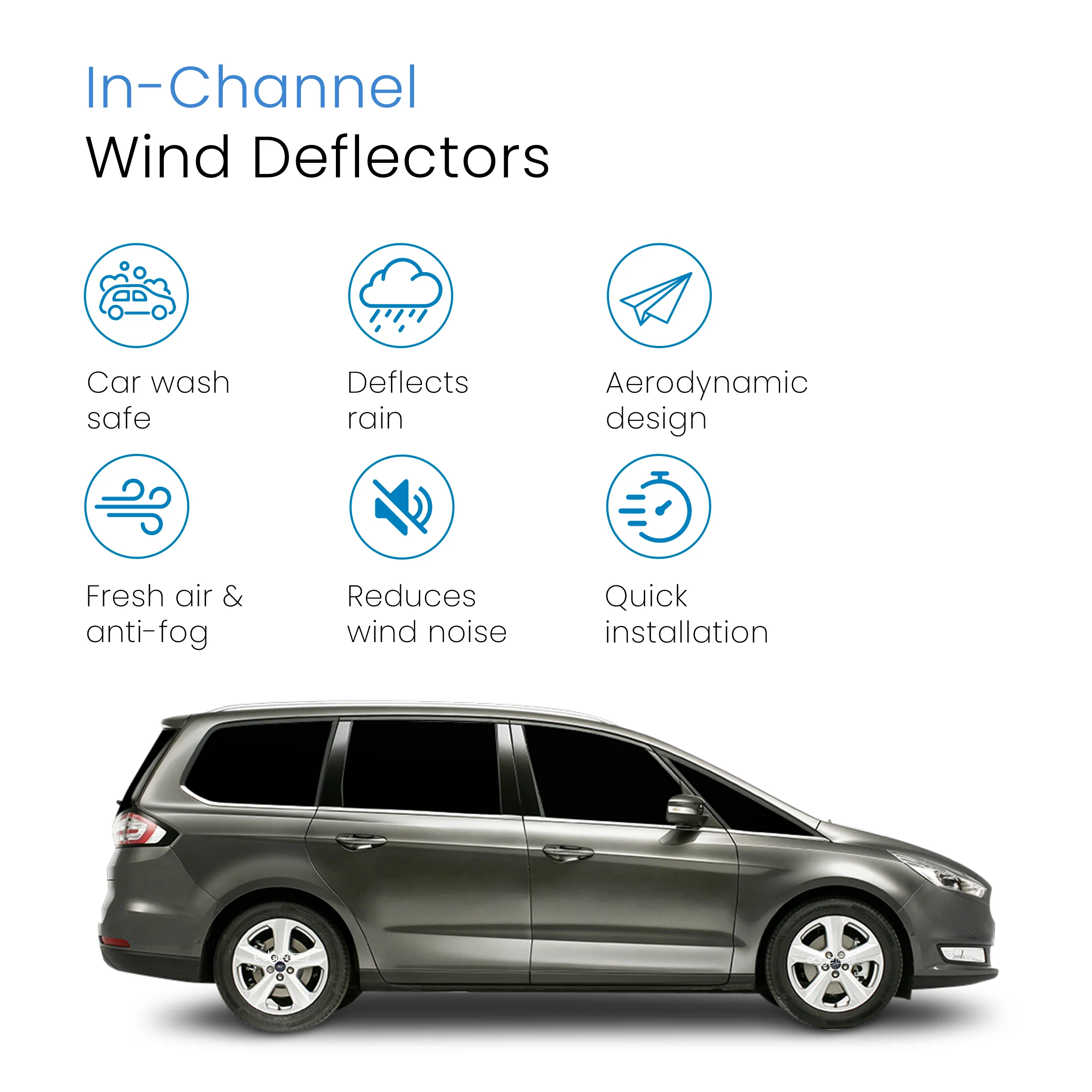 Ford Galaxy MK4 2015-2023 5 Door MPV Wind Deflectors 4pc - Image 3
