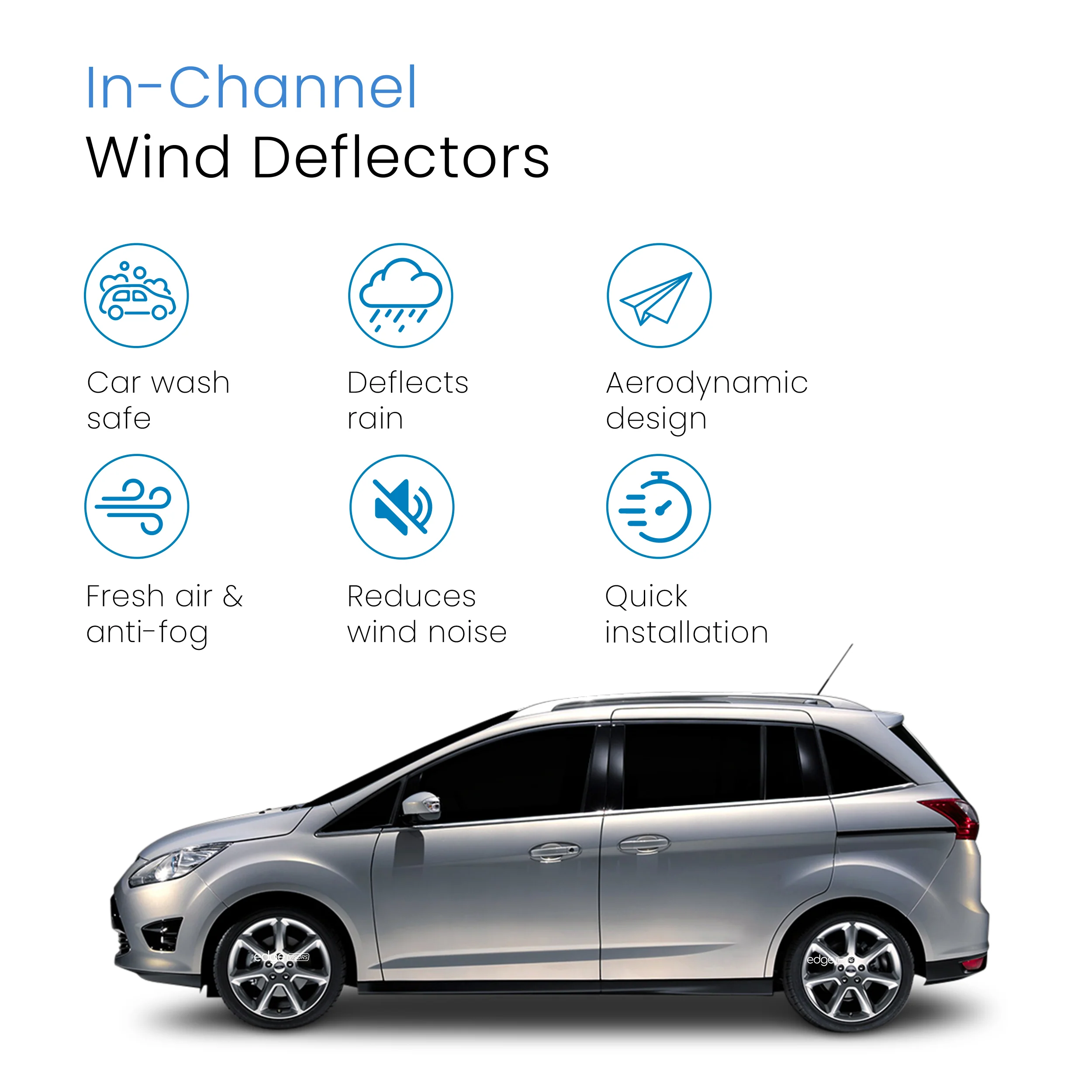 Ford Grand C-Max 2011-2019 5 Door MPV Wind Deflectors 4pc - Image 3