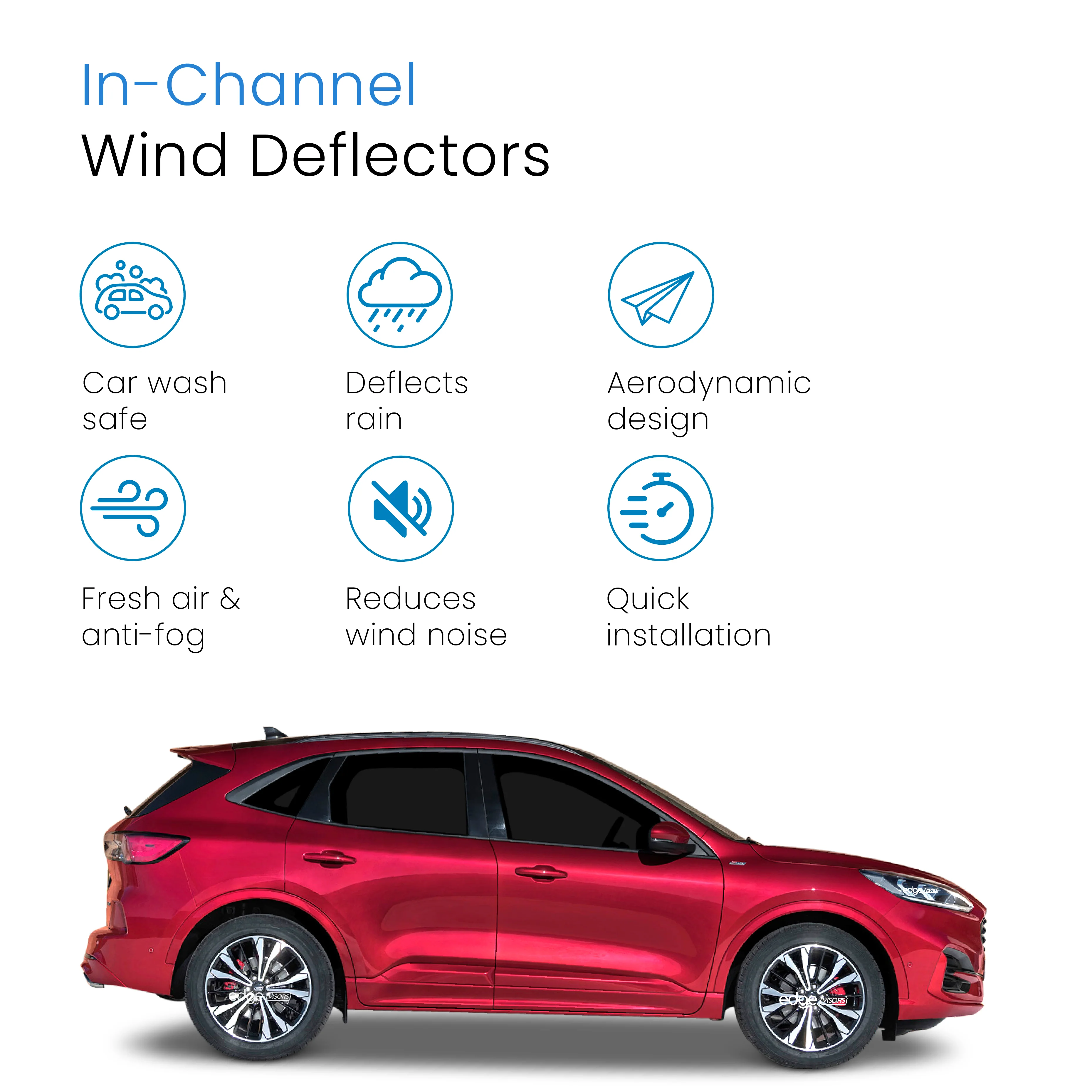 Ford Kuga MK3 2020-onwards 5 Door SUV Wind Deflectors 4pc - Image 3