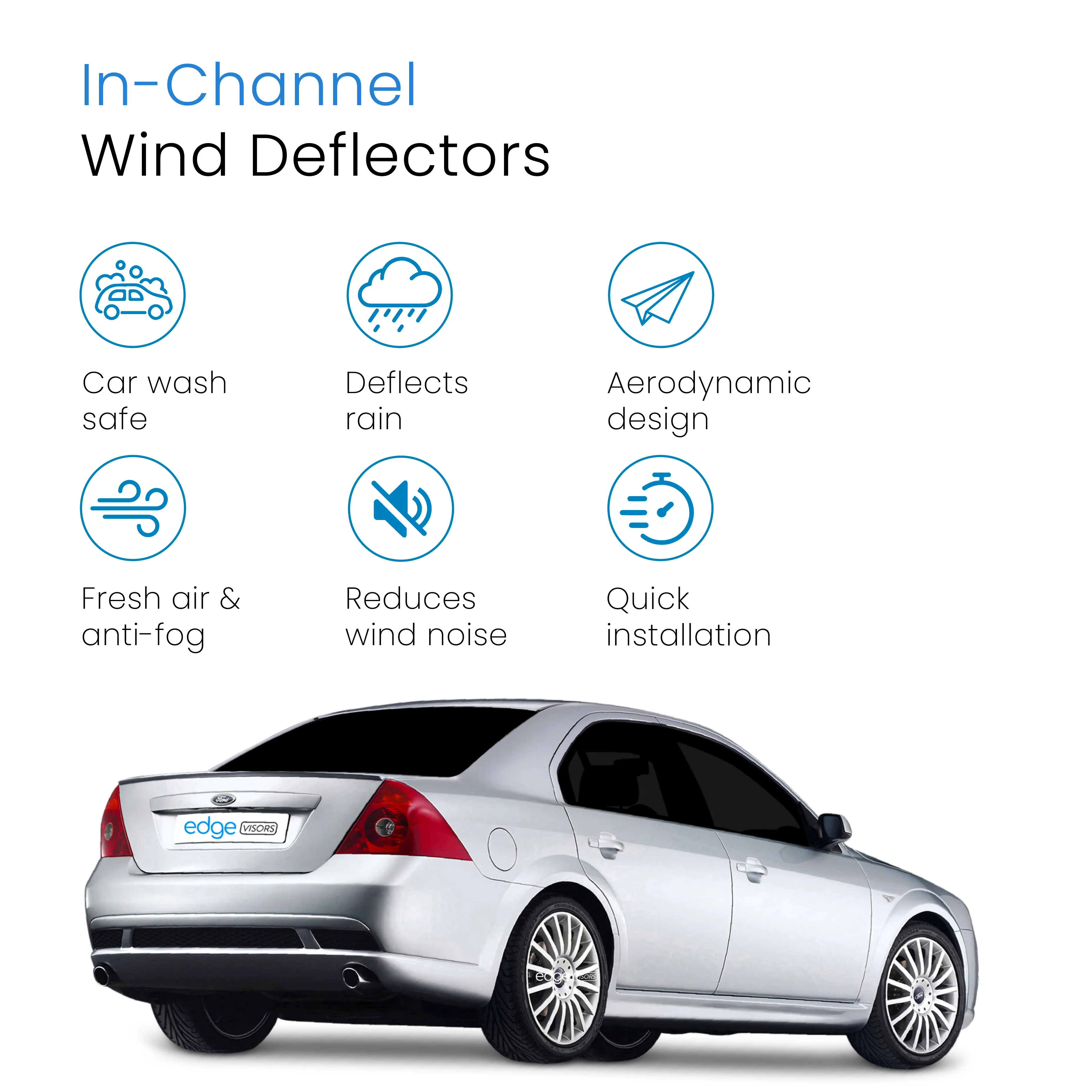 Ford Mondeo MK3 2000-2007 5 Door Hatchback/Saloon Wind Deflectors 4pc - Image 3