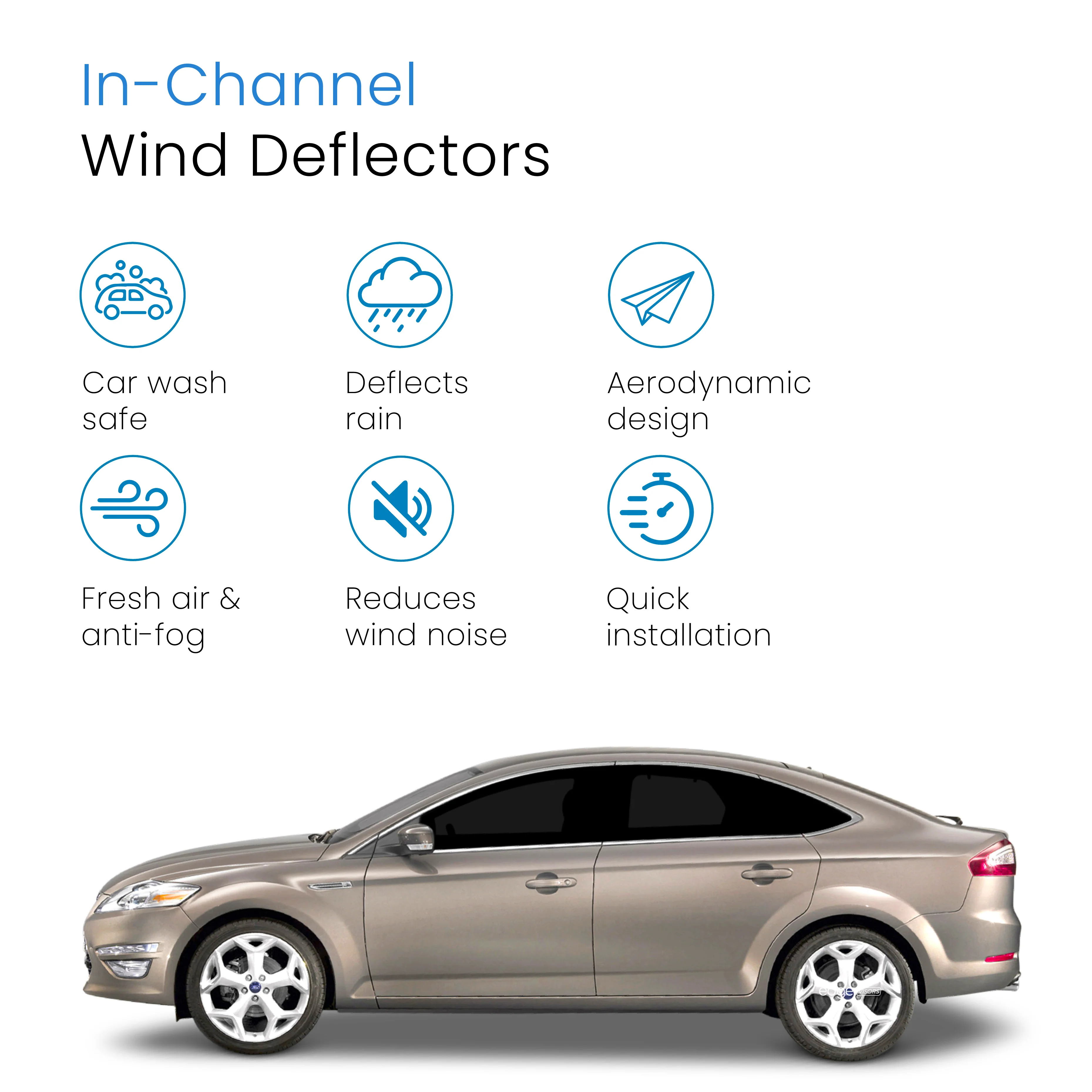 Ford Mondeo MK4 2007-2014 5 Door Hatchback/Saloon Wind Deflectors 4pc - Image 3