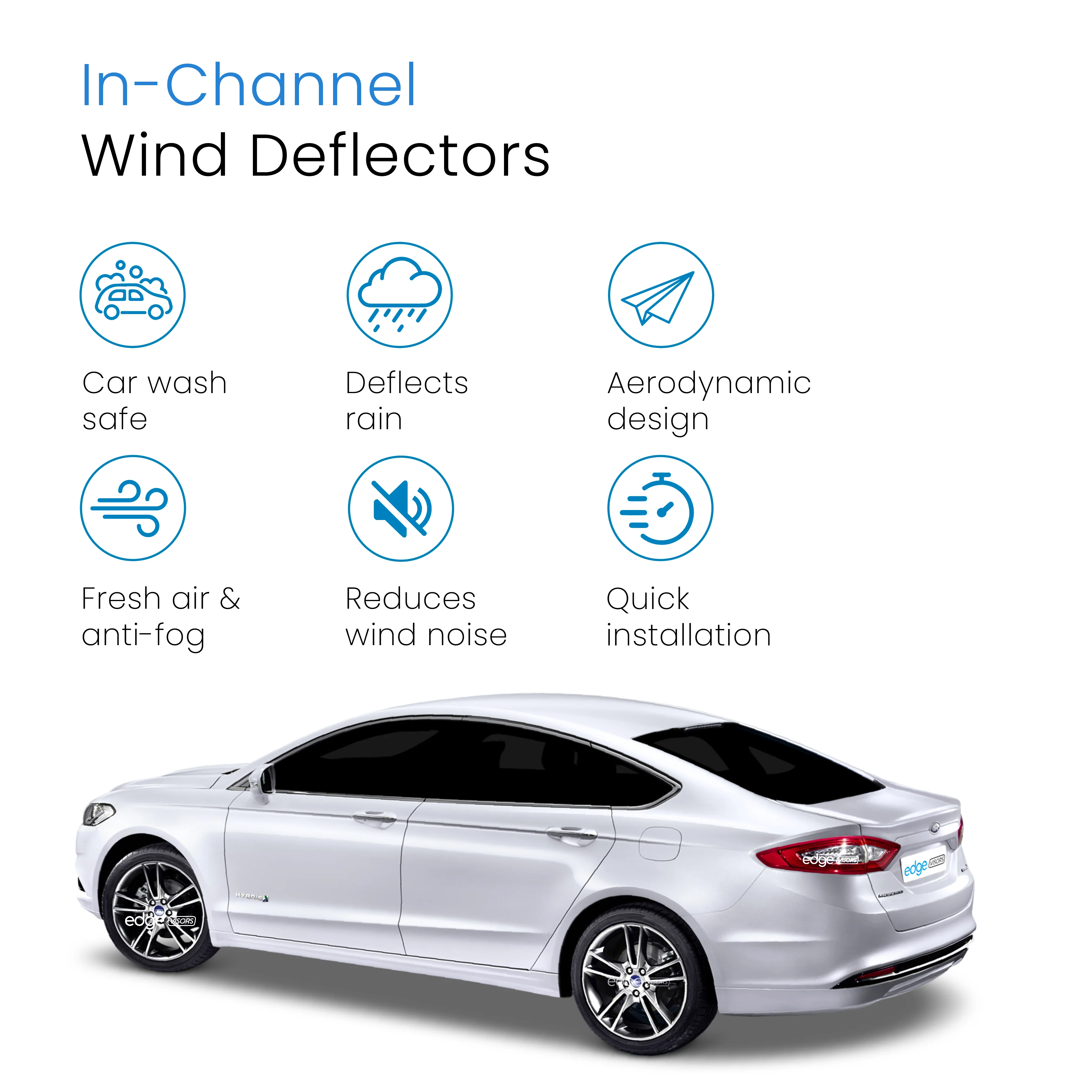 Ford Mondeo MK5 2015-2022 5 Door Hatchback / Saloon Wind Deflectors 4pc - Image 3