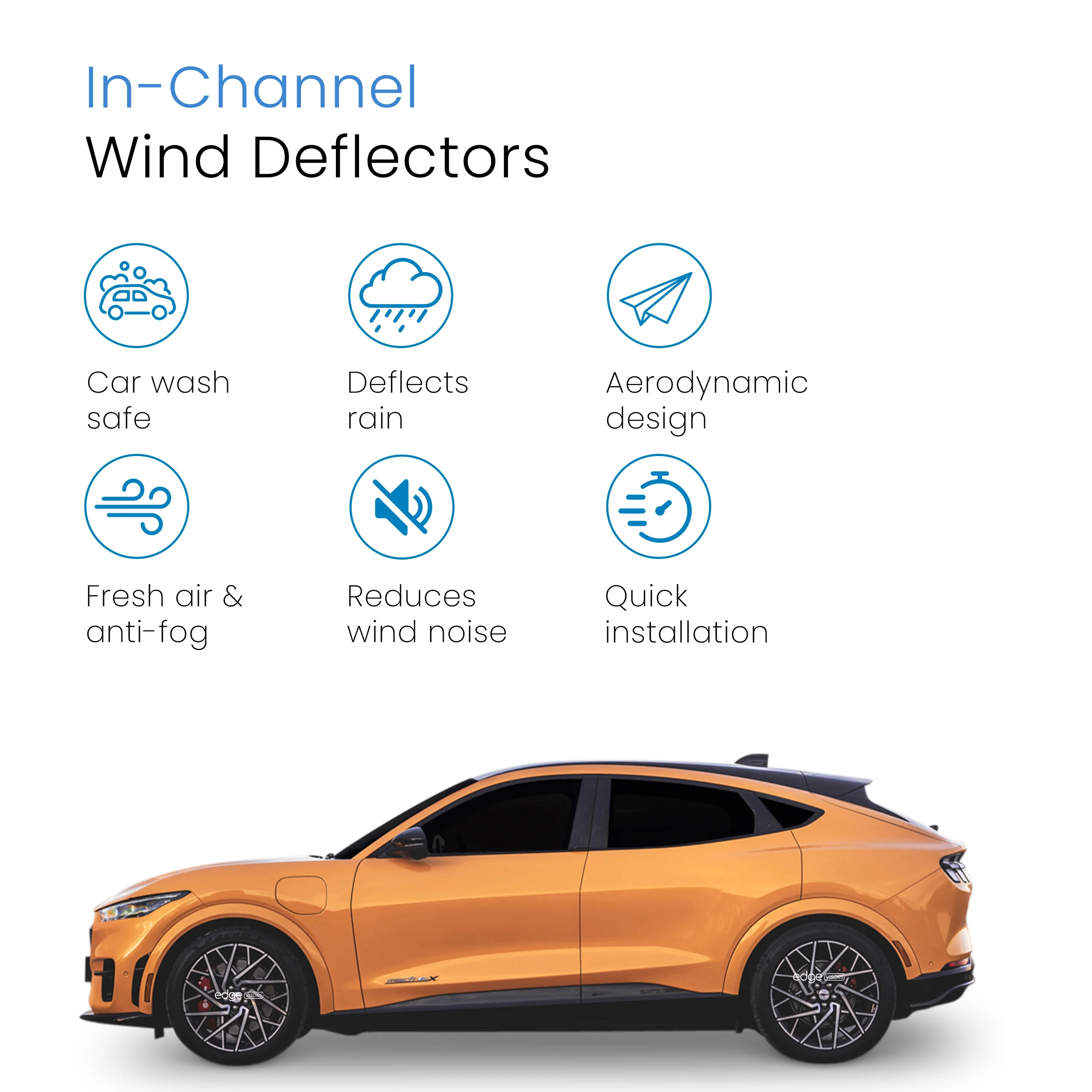 Ford Mustang Mach-E 2020-onwards 5 Door SUV Wind Deflectors 4pc - Image 3