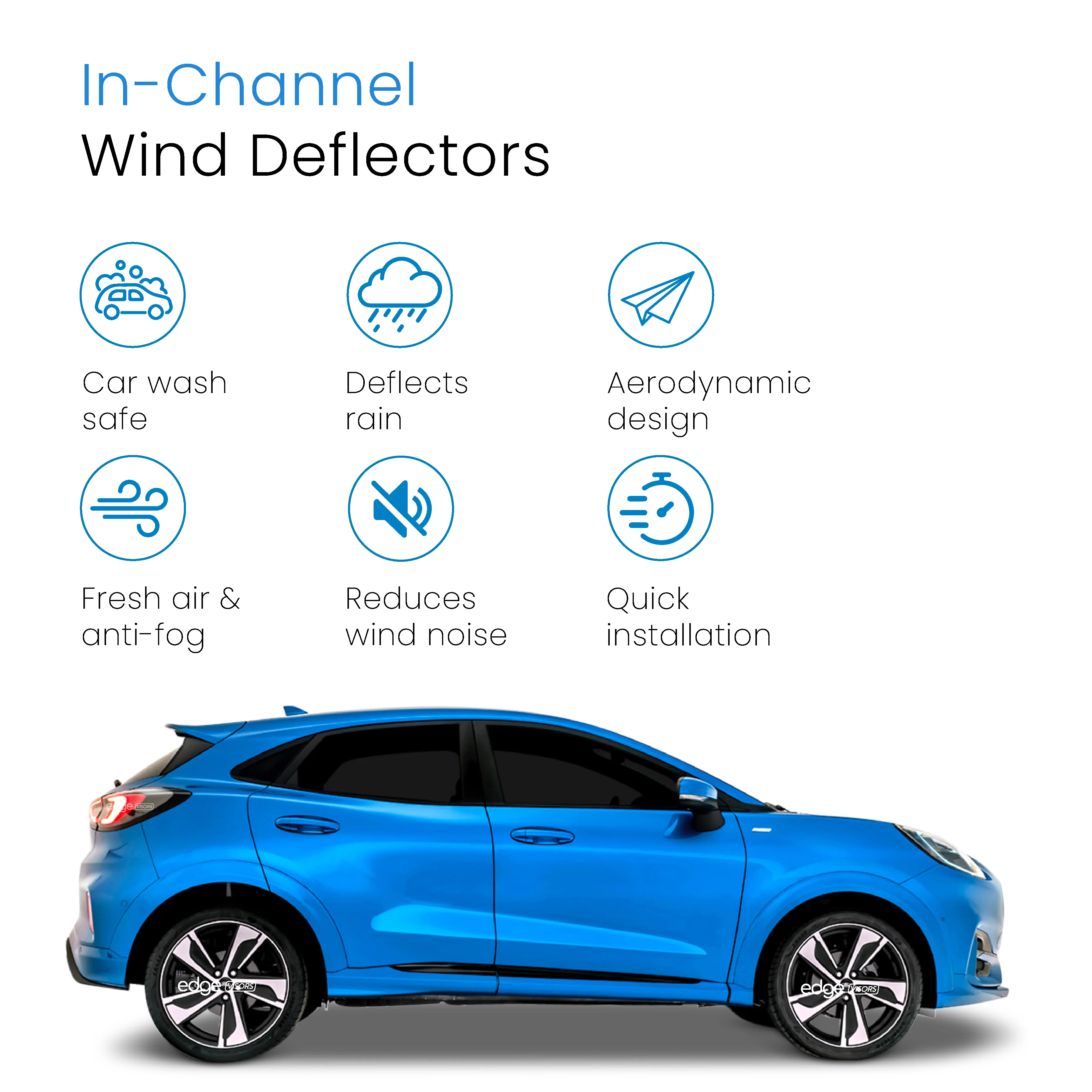 Ford Puma 2019-onwards 5 Door SUV Wind Deflectors 4pc - Image 3