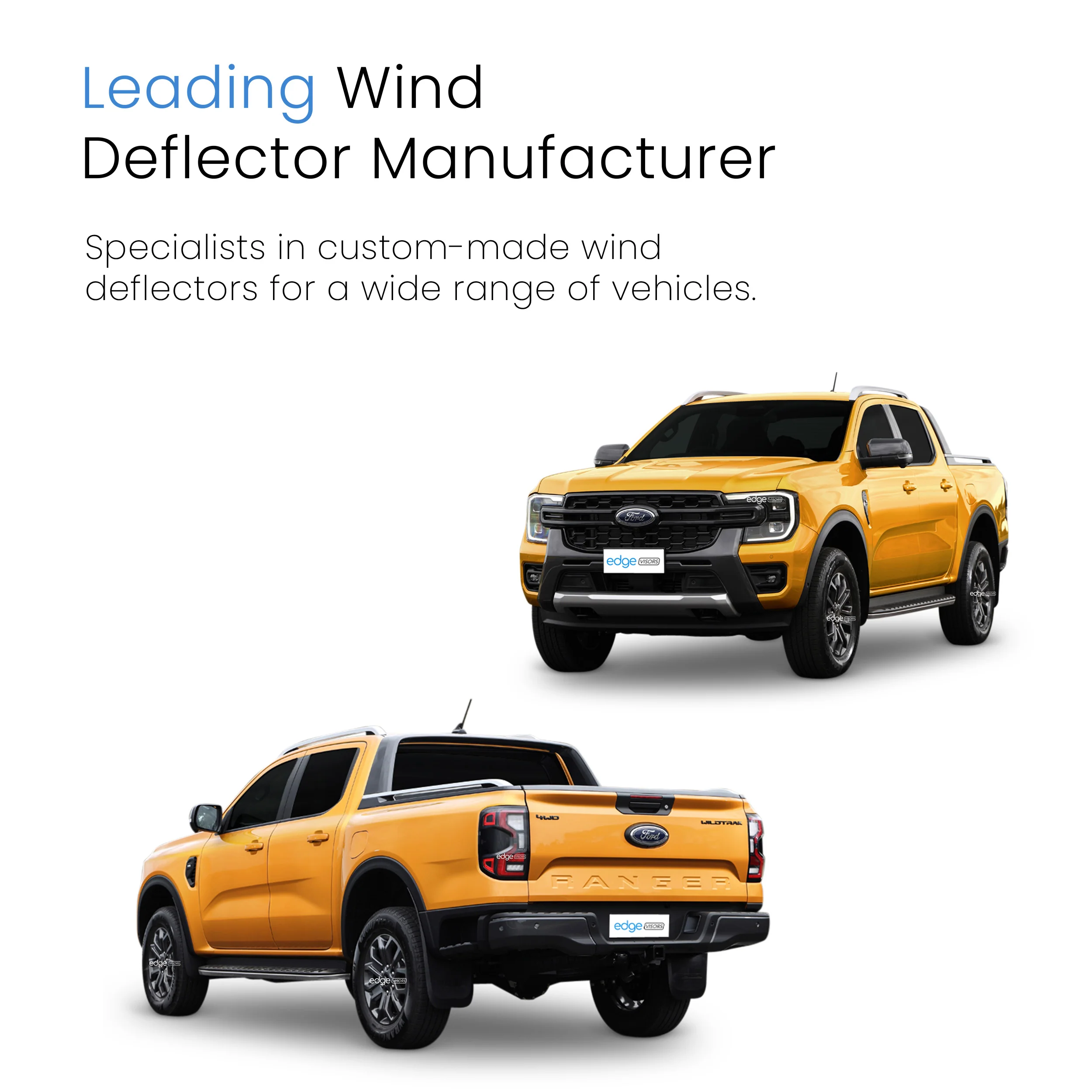 Ford Ranger MK4 2023-Up 4 Door Pick Up Wind Deflectors 4pc - Image 4