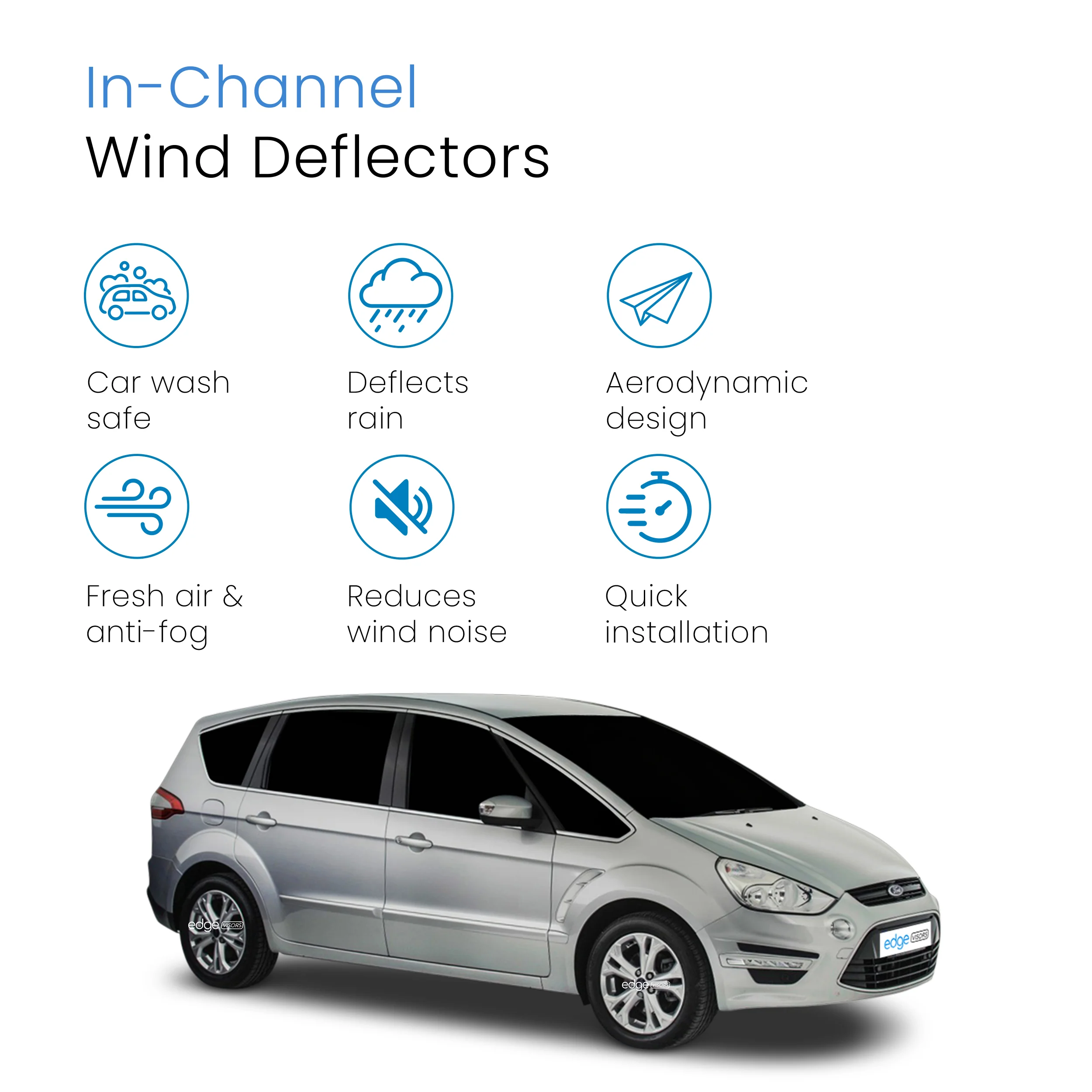 Ford S-Max MK2 2010-2015 5 Door MPV Wind Deflectors 4pc - Image 3