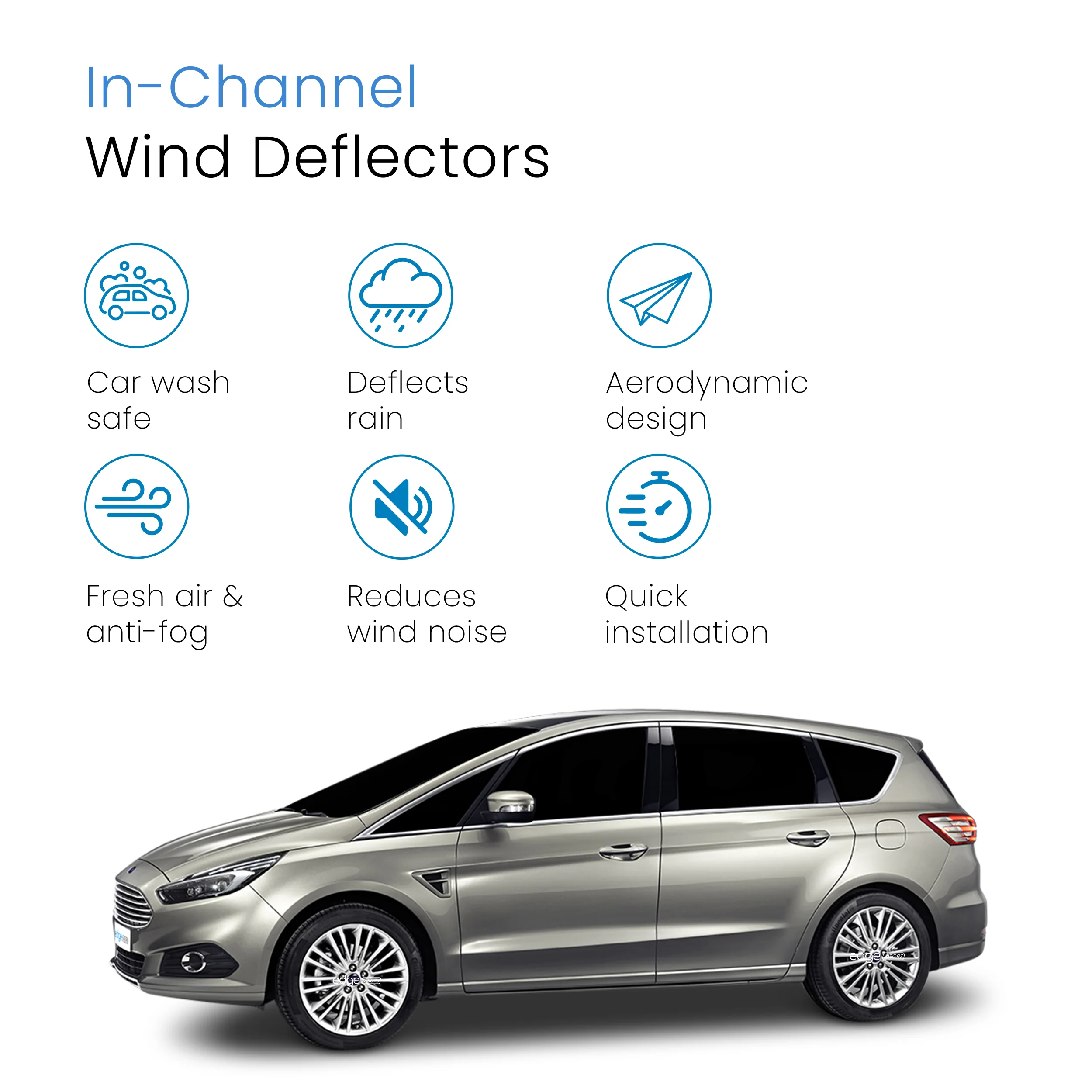 Ford S-Max MK3 2016 - 2023 5 Door MPV Wind Deflectors 4pc - Image 3