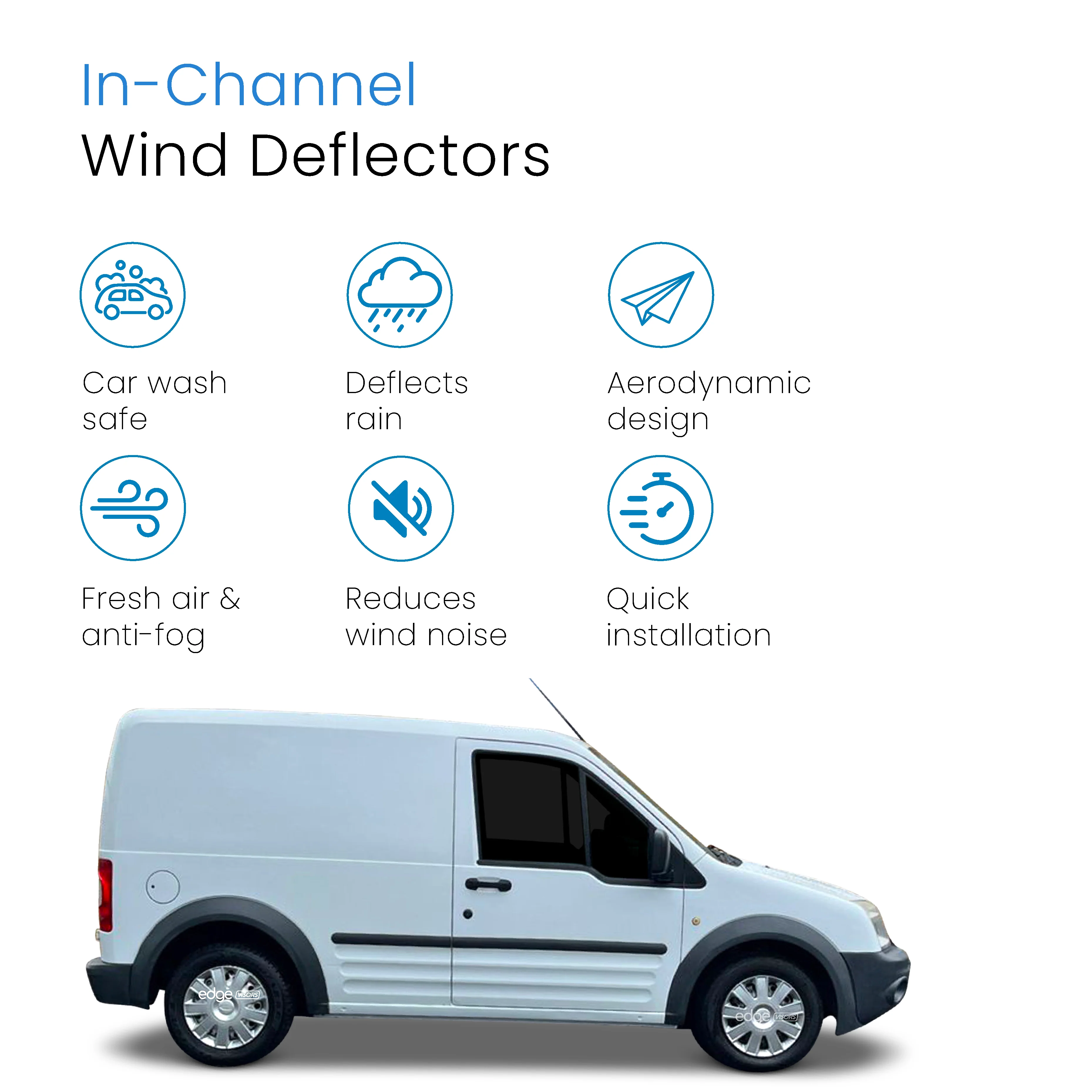 Ford Transit Connect MK1 2002-2013 Van Wind Deflectors 2pc - Image 3