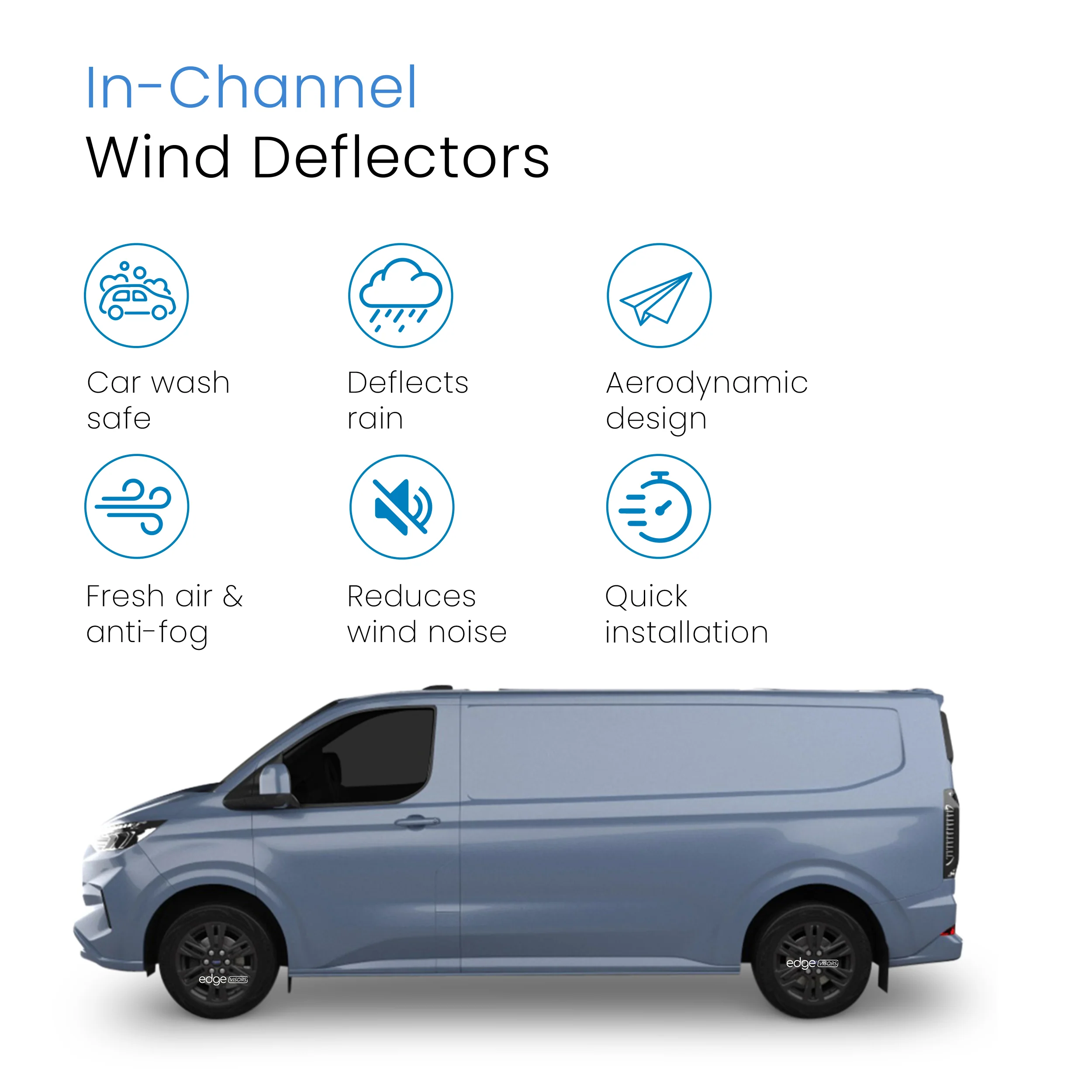 Ford Transit Custom/Tourneo MK2 2023-onwards 2 Door Van Wind Deflectors 4pc - Image 3