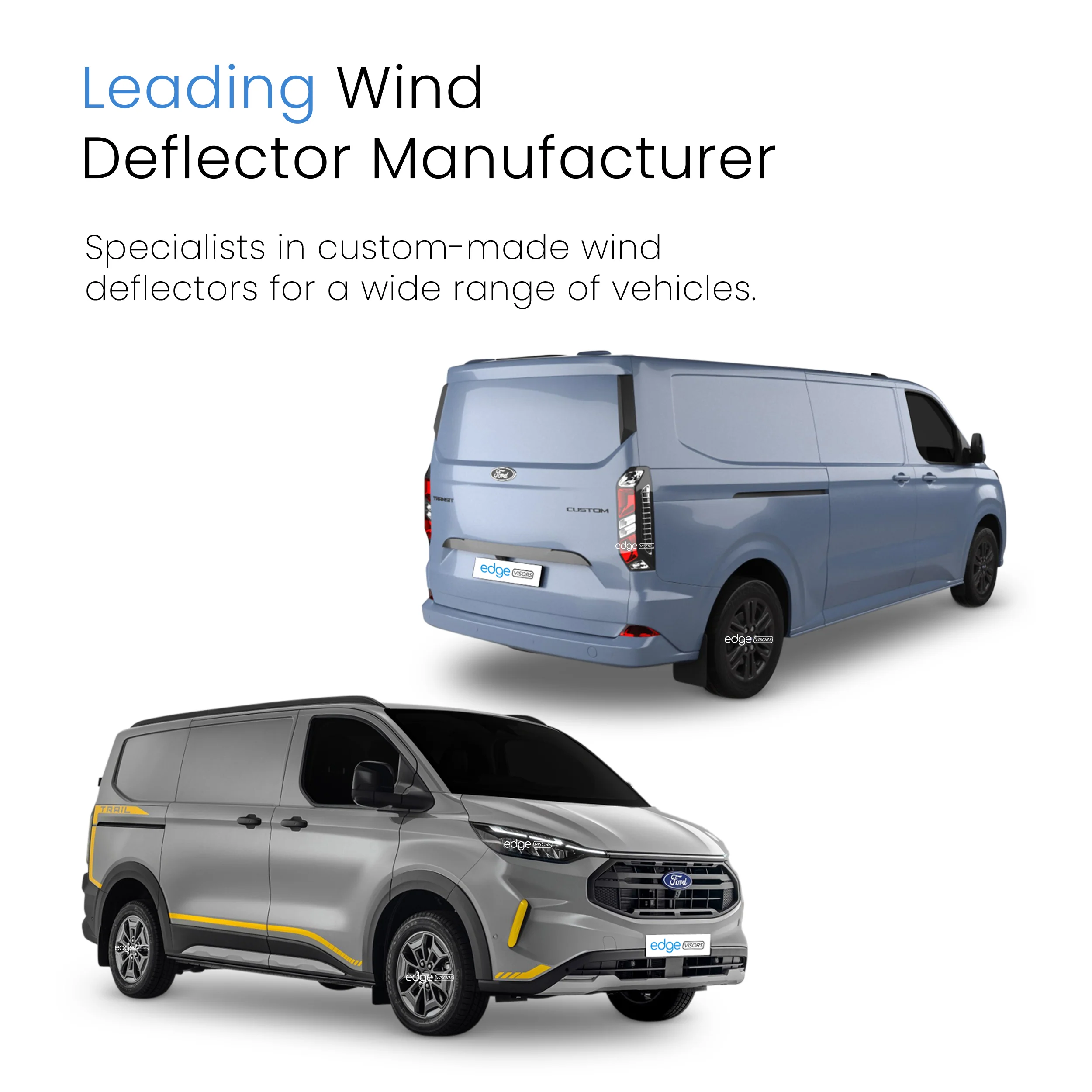 Ford Transit Custom/Tourneo MK2 2023-onwards 2 Door Van Wind Deflectors 4pc - Image 4