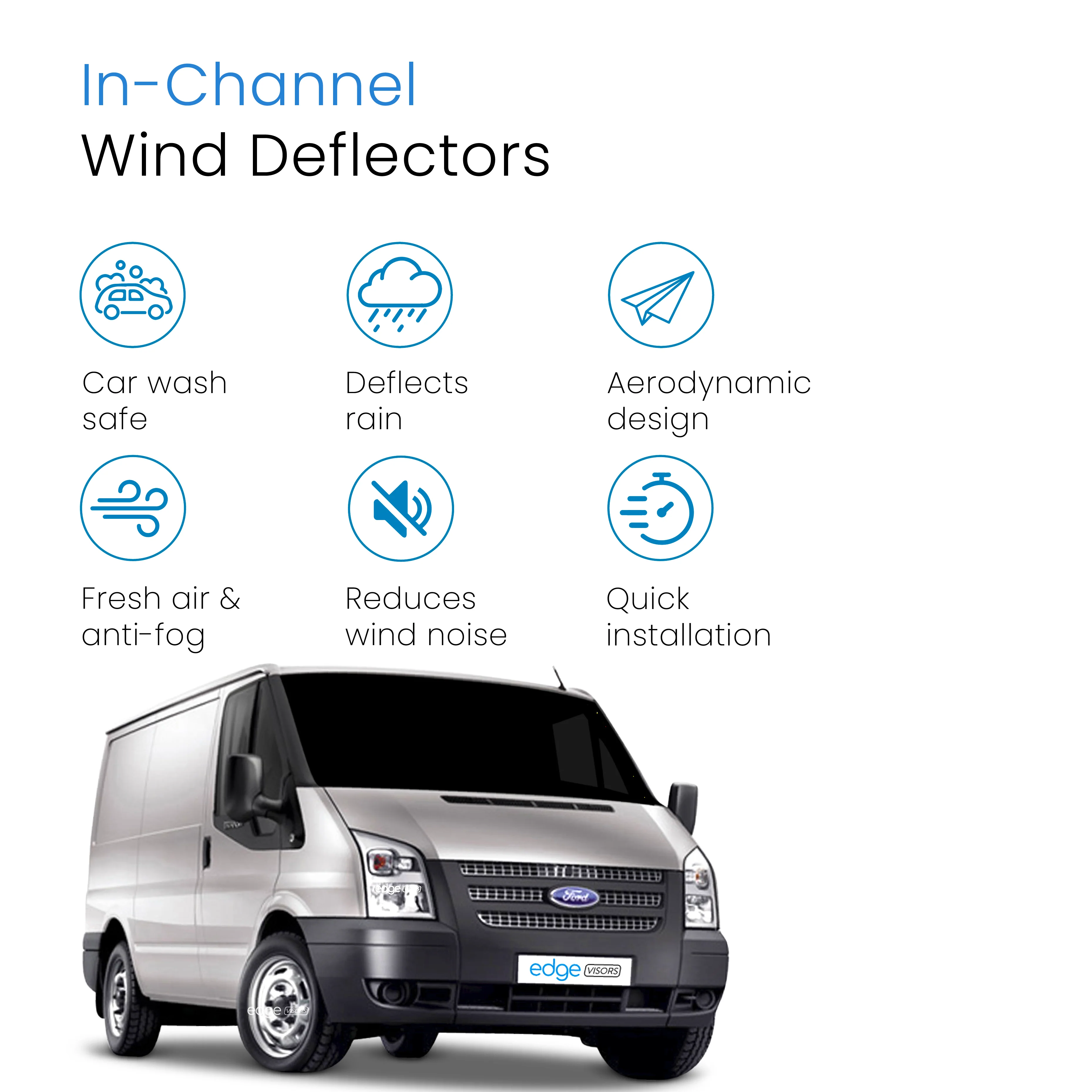 Ford Transit MK7 2006-2014 2 Door Van Wind Deflectors 2pc - Image 3