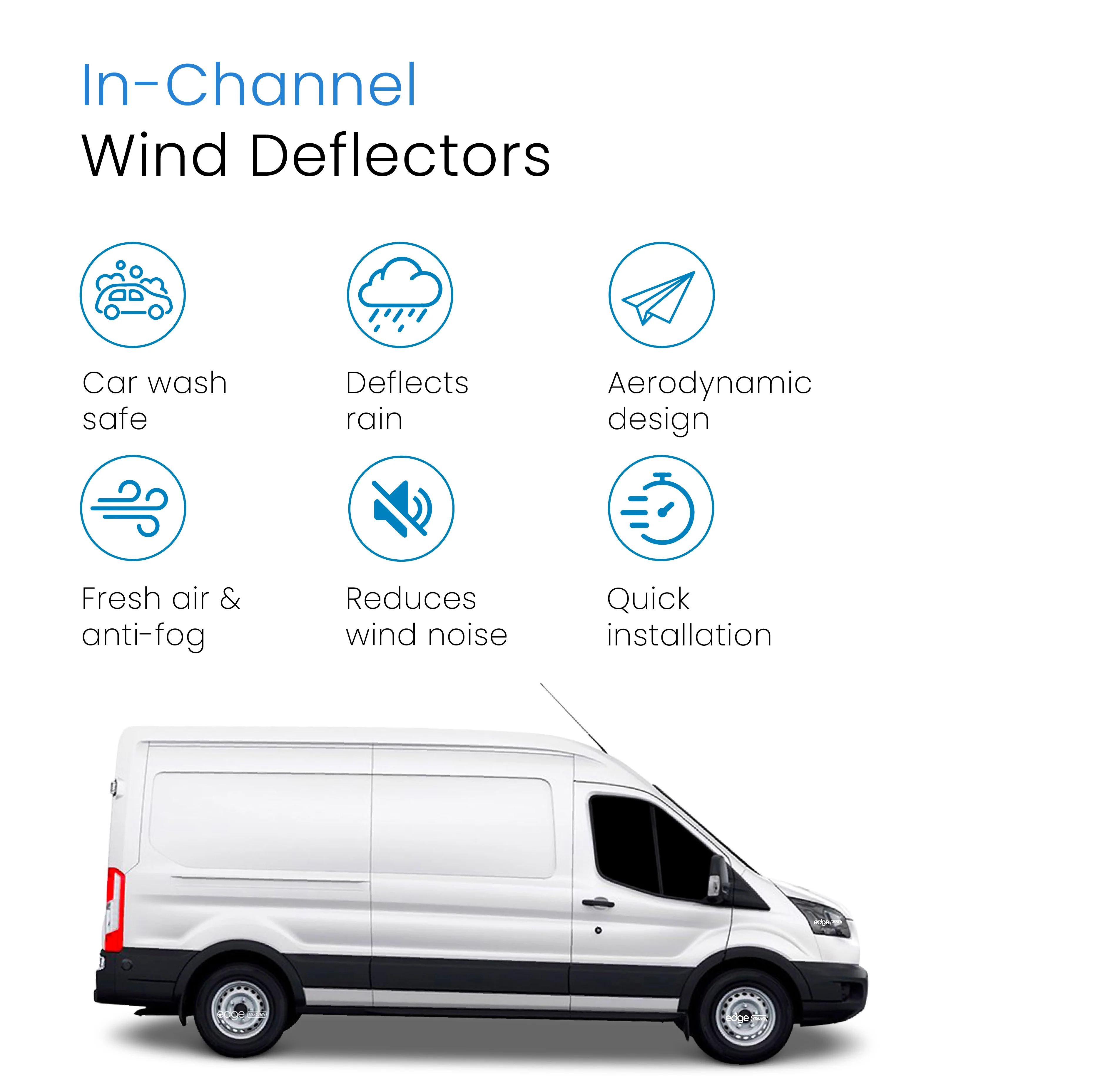 Ford Transit MK8 2013-onwards 2 Door Van Wind Deflectors 2pc - Image 3