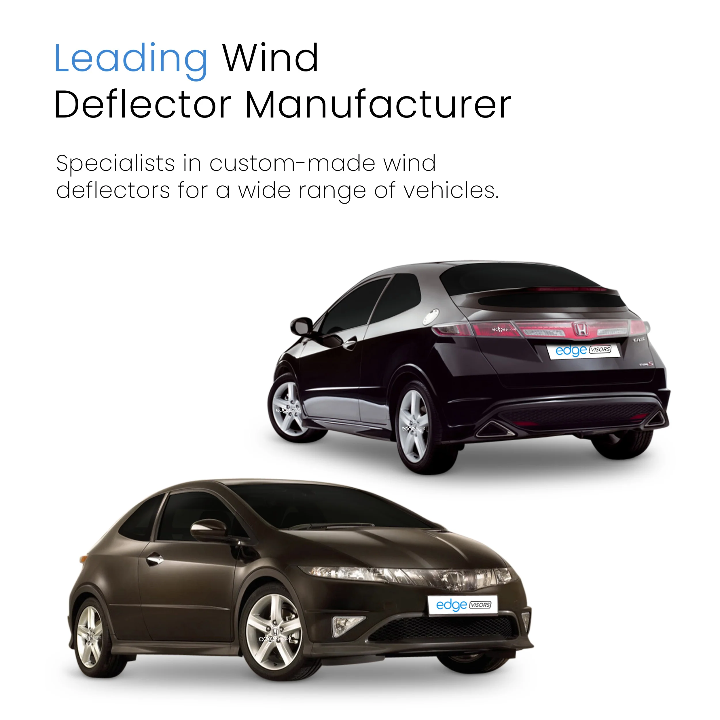 Honda Civic MK8 2005-2012 3 Door Hatchback Wind Deflectors 2pc - Image 4